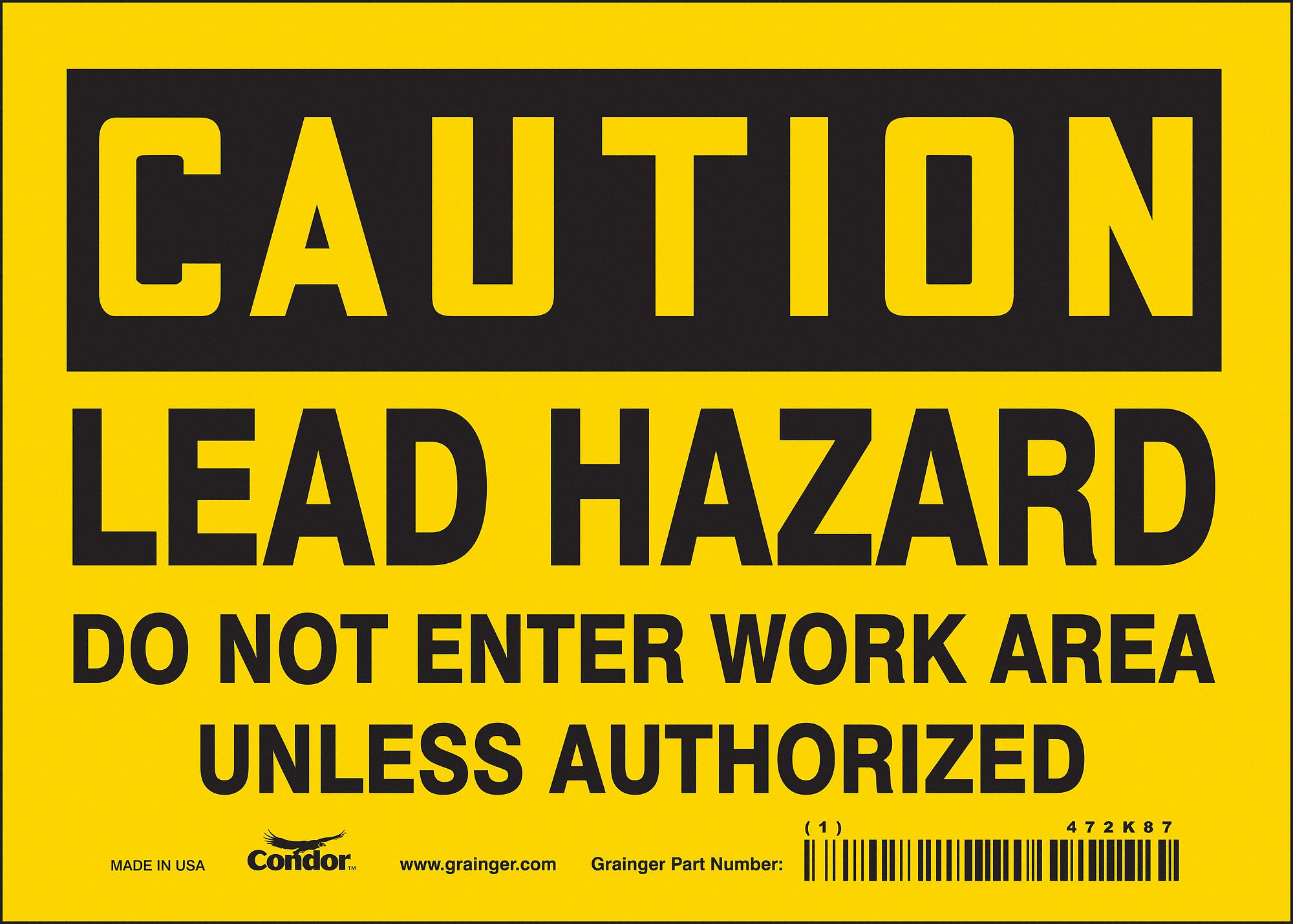 Safety Sign: Vinyl, Adhesive Sign Mounting, 5 in x 7 in Nominal Sign Size, Not Retroreflective