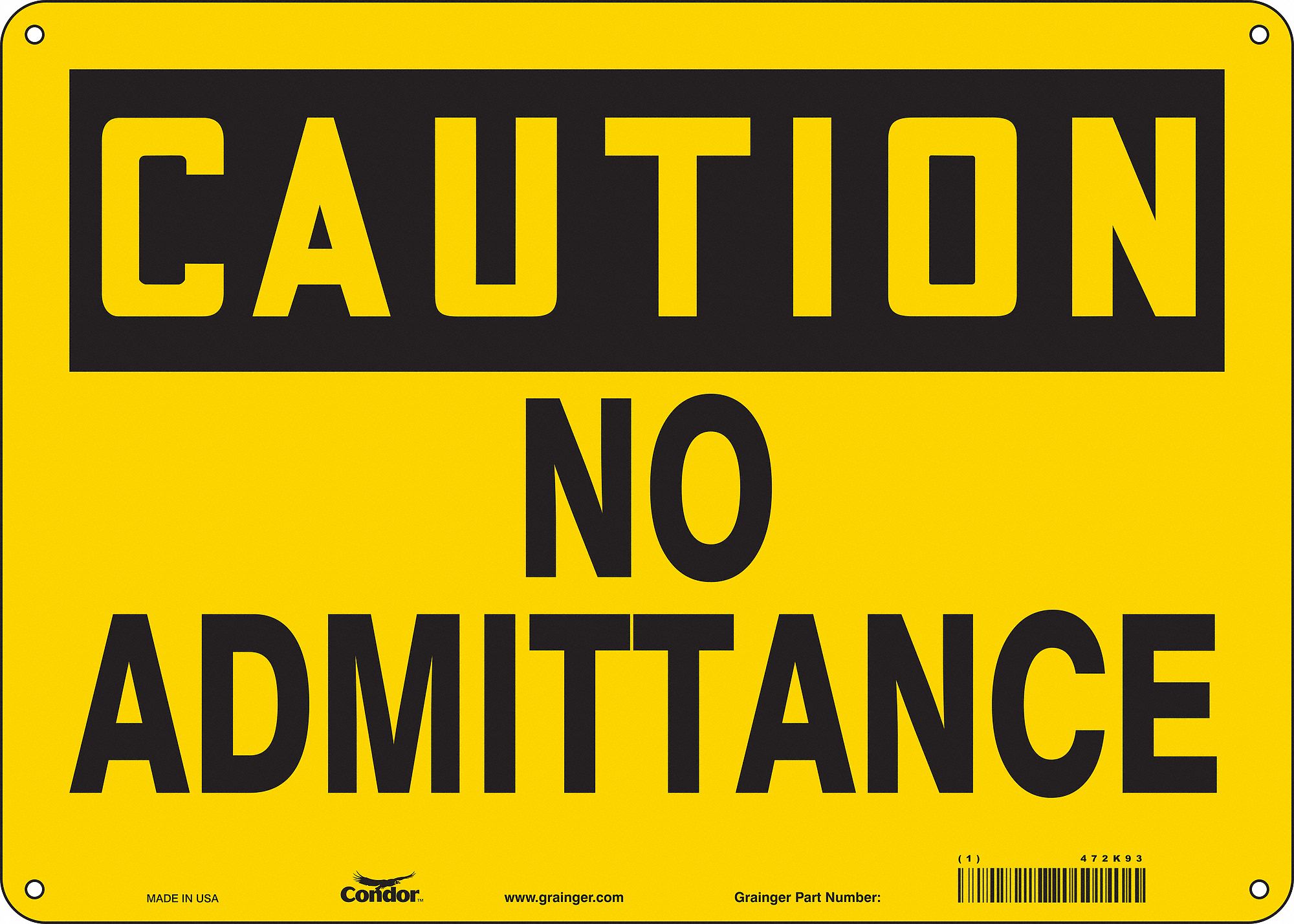 Safety Sign: Polyethylene, Mounting Holes Sign Mounting, 10 in x 14 in Nominal Sign Size, Caution