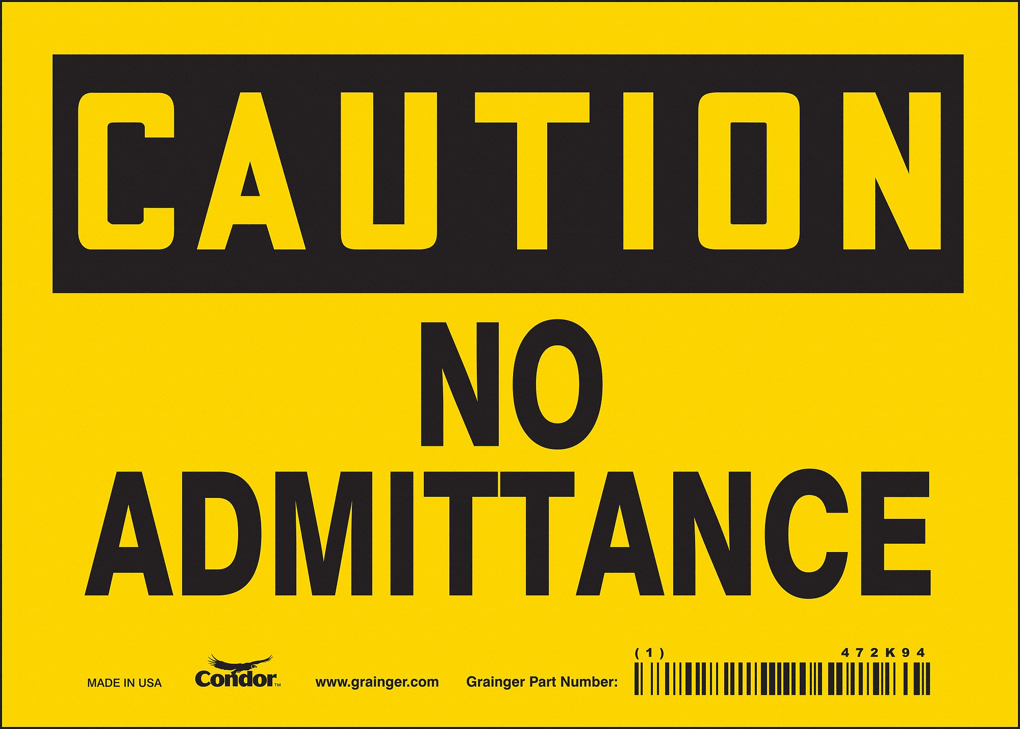 Safety Sign: Vinyl, Adhesive Sign Mounting, 5 in x 7 in Nominal Sign Size, Not Retroreflective, Wall