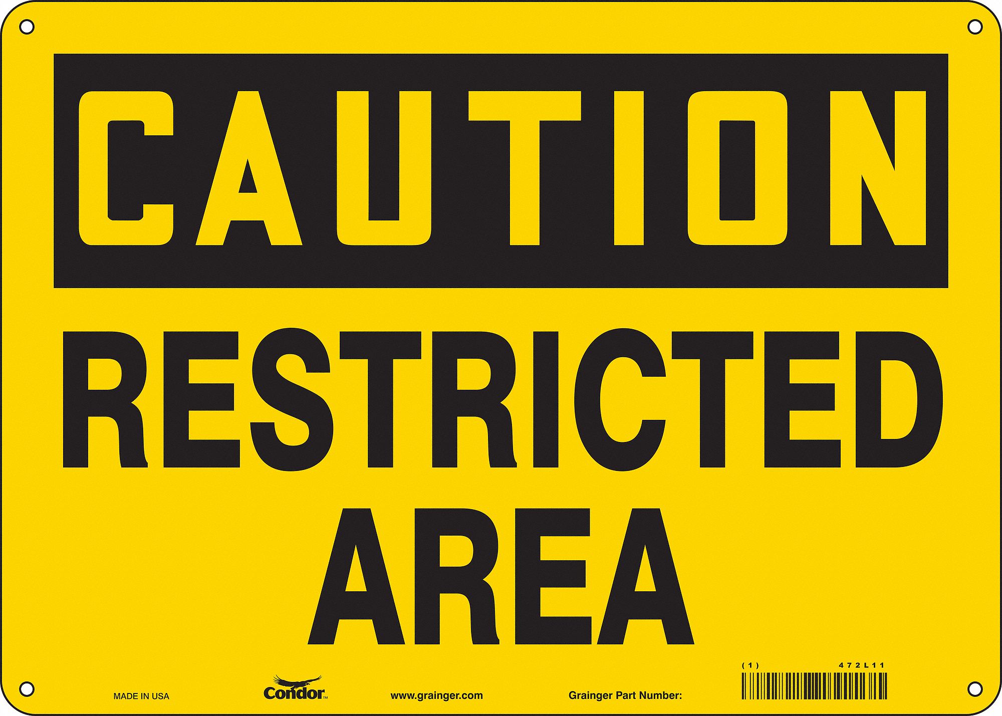 Safety Sign: Polyethylene, Mounting Holes Sign Mounting, 10 in x 14 in Nominal Sign Size, Caution