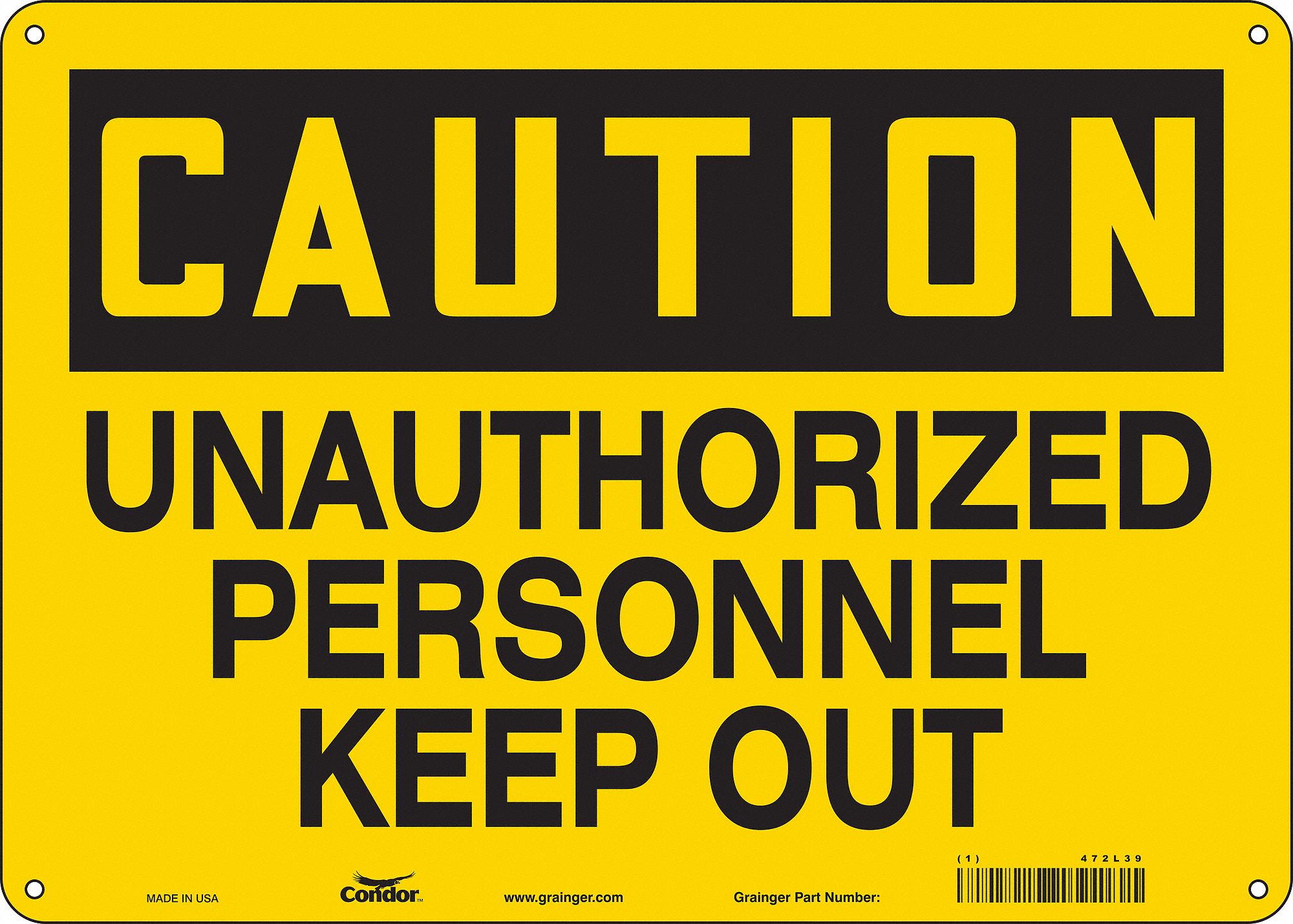 Safety Sign: Polyethylene, Mounting Holes Sign Mounting, 10 in x 14 in Nominal Sign Size, Caution