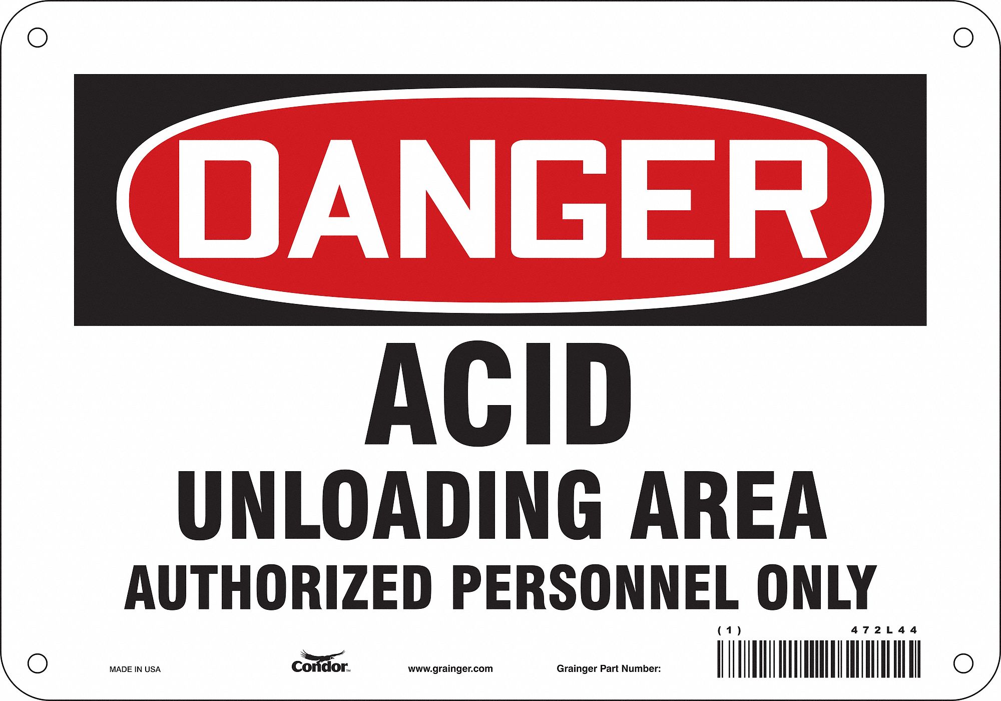 Safety Sign: Aluminum, Mounting Holes Sign Mounting, 7 in x 10 in Nominal Sign Size, 0.032 in Thick