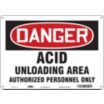 Danger: Acid Unloading Area Authorized Personnel Only Signs