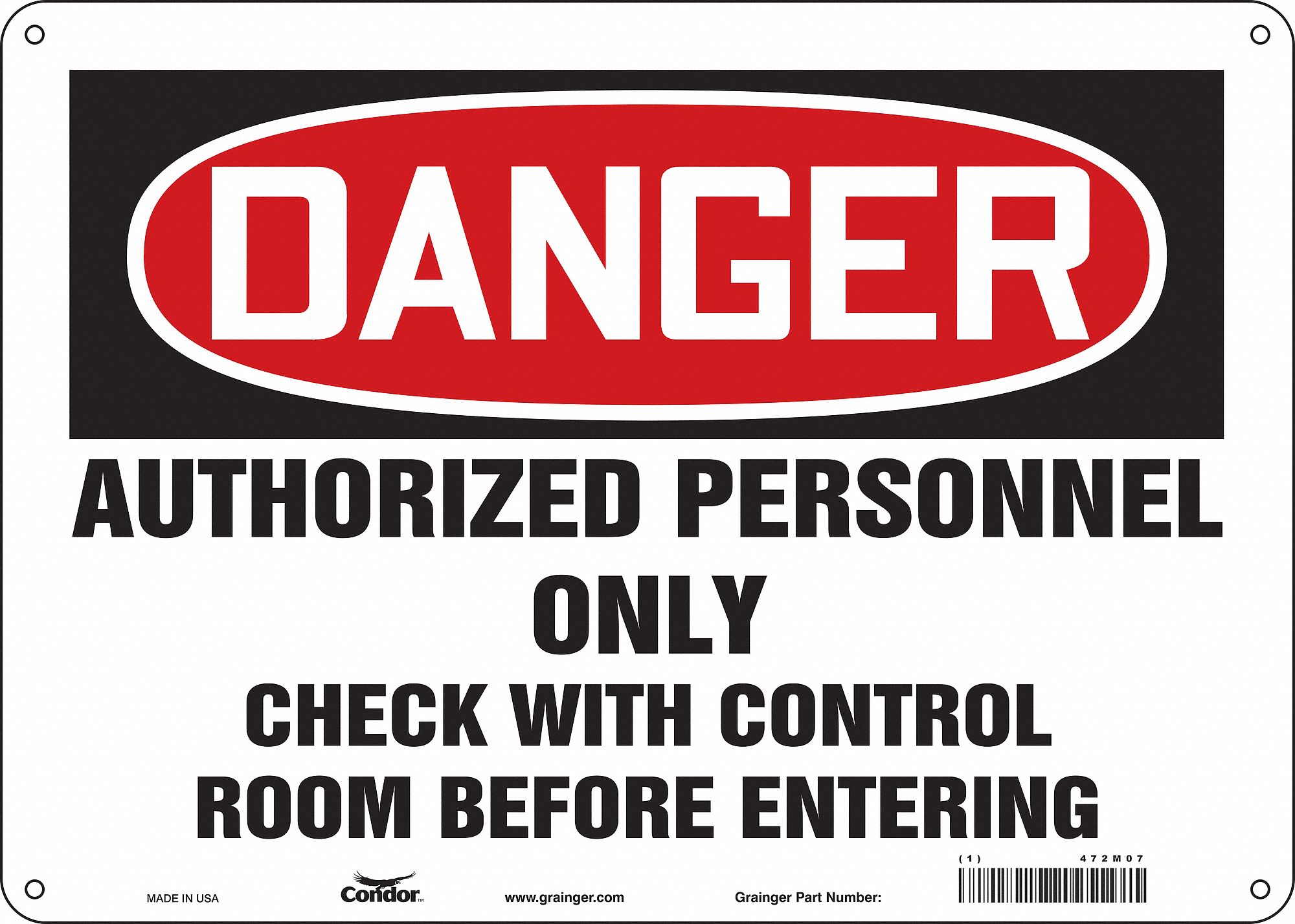 Safety Sign: Polyethylene, Mounting Holes Sign Mounting, 10 in x 14 in Nominal Sign Size, Danger