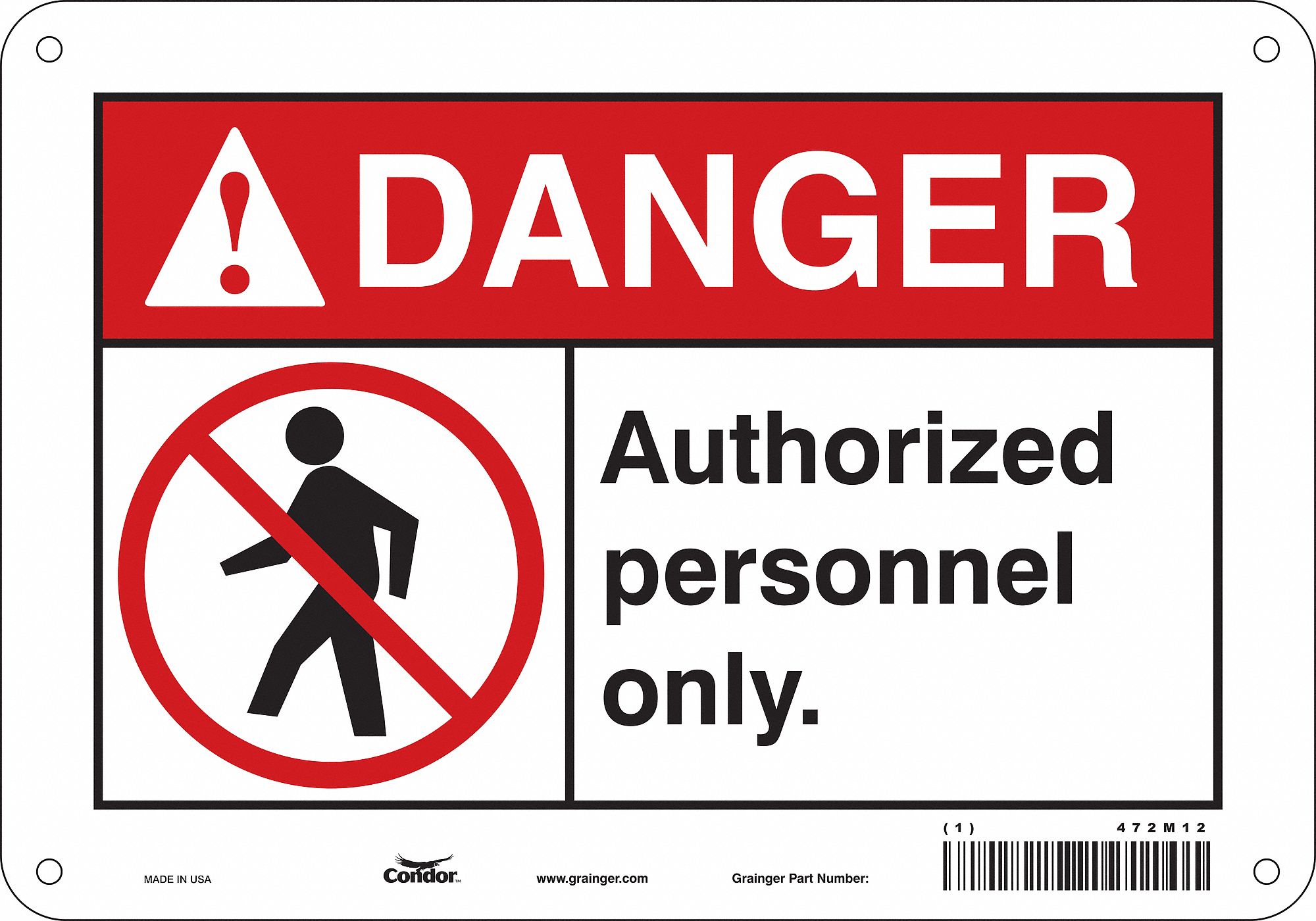 Safety Sign: Polyethylene, Mounting Holes Sign Mounting, 7 in x 10 in Nominal Sign Size, Danger