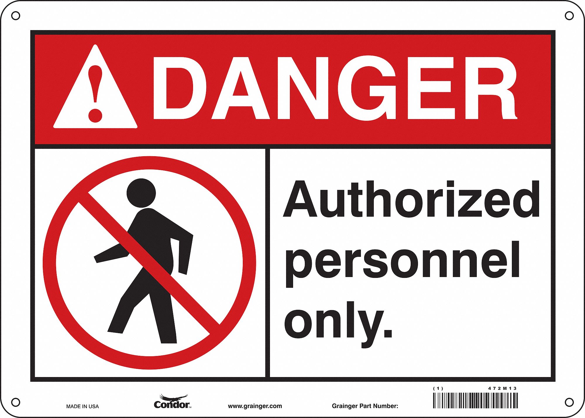 Safety Sign: Polyethylene, Mounting Holes Sign Mounting, 10 in x 14 in Nominal Sign Size, Danger