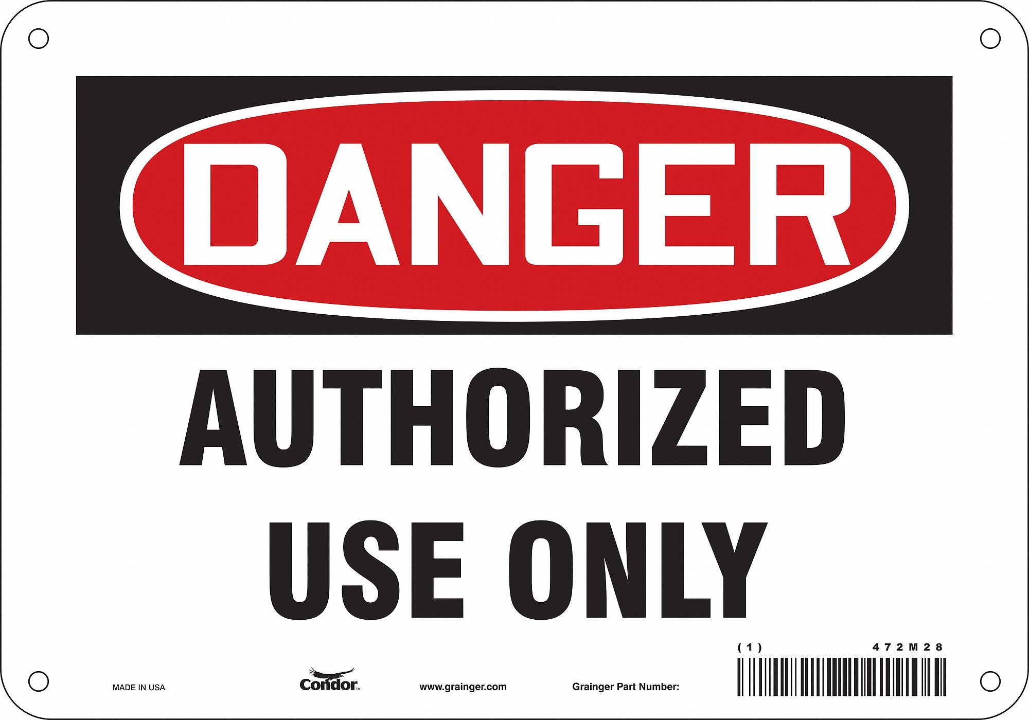 Safety Sign: Aluminum, Mounting Holes Sign Mounting, 7 in x 10 in Nominal Sign Size, 0.032 in Thick