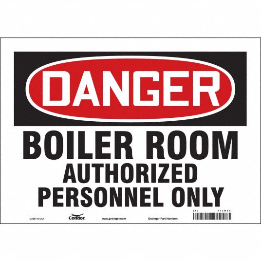 CONDOR Safety Sign, Sign Format Traditional OSHA, Boiler Room ...