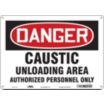 Danger: Caustic Unloading Area Authorized Personnel Only Signs