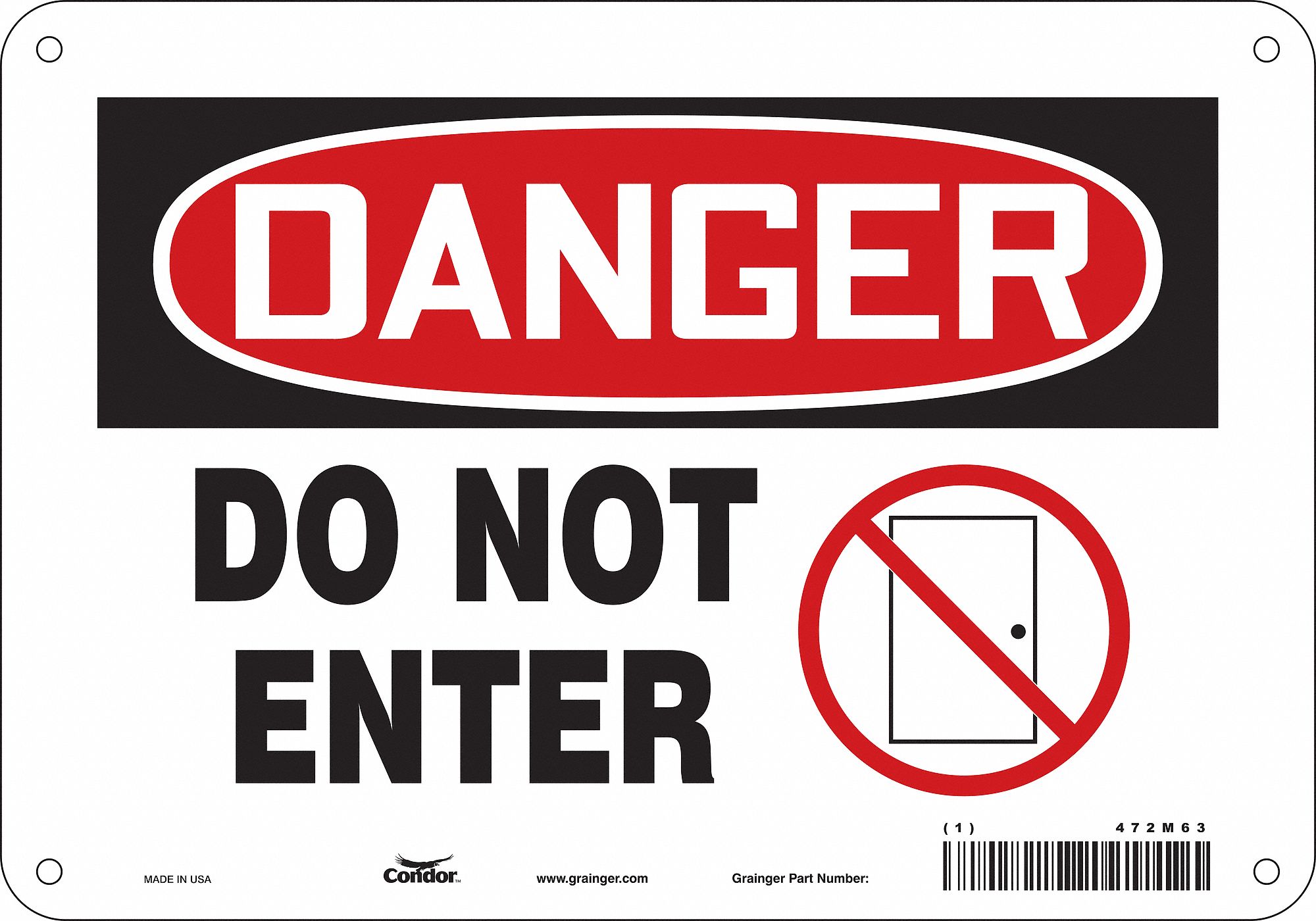 Safety Sign: Aluminum, Mounting Holes Sign Mounting, 7 in x 10 in Nominal Sign Size, 0.032 in Thick