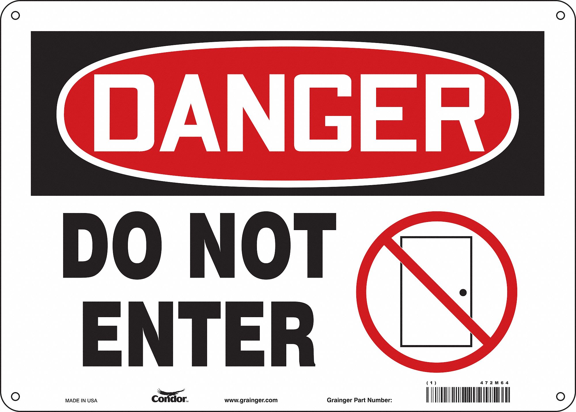 Safety Sign: Aluminum, Mounting Holes Sign Mounting, 10 in x 14 in Nominal Sign Size, 0.032 in Thick