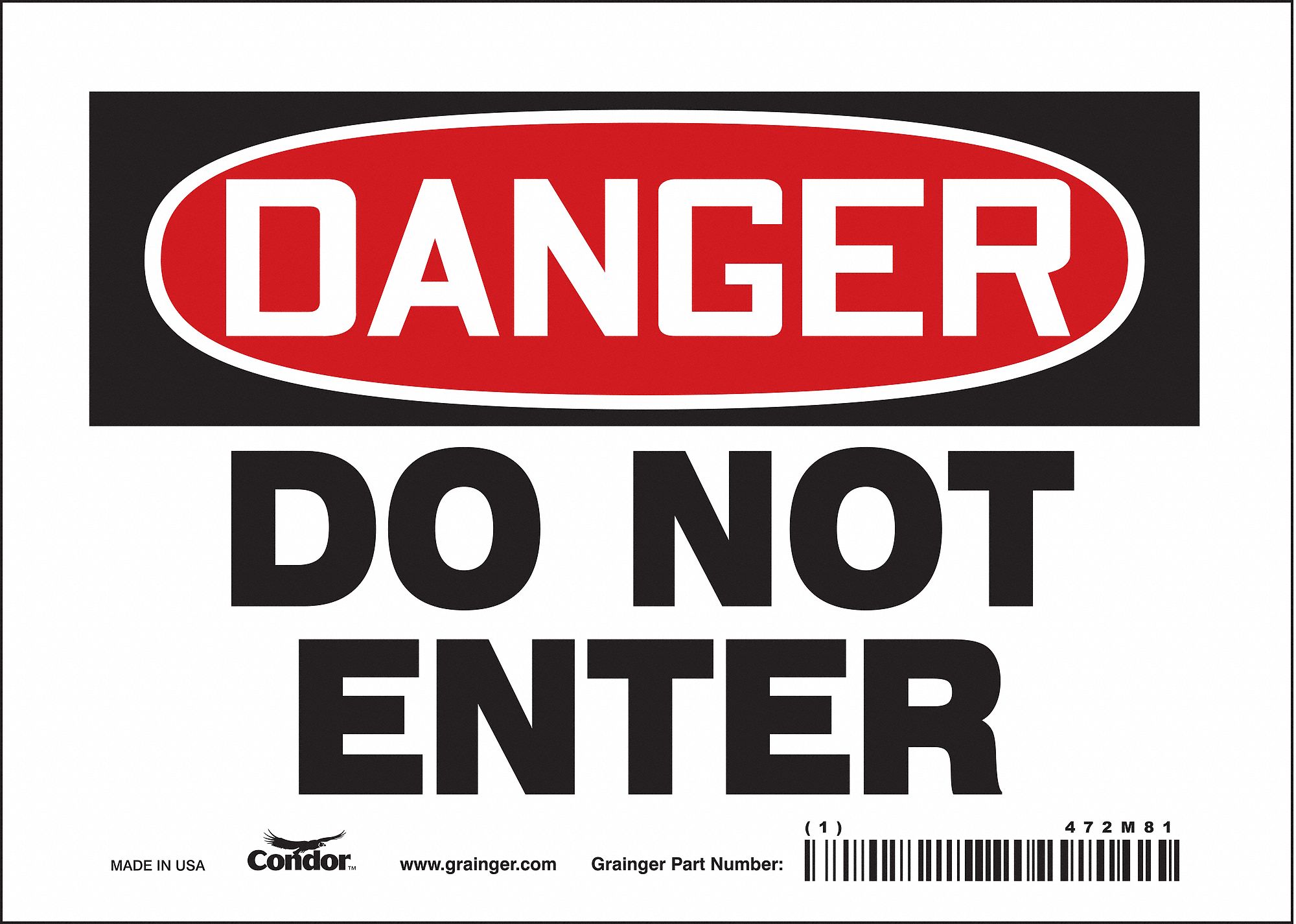 Safety Sign: Vinyl, Adhesive Sign Mounting, 5 in x 7 in Nominal Sign Size, Not Retroreflective, Wall