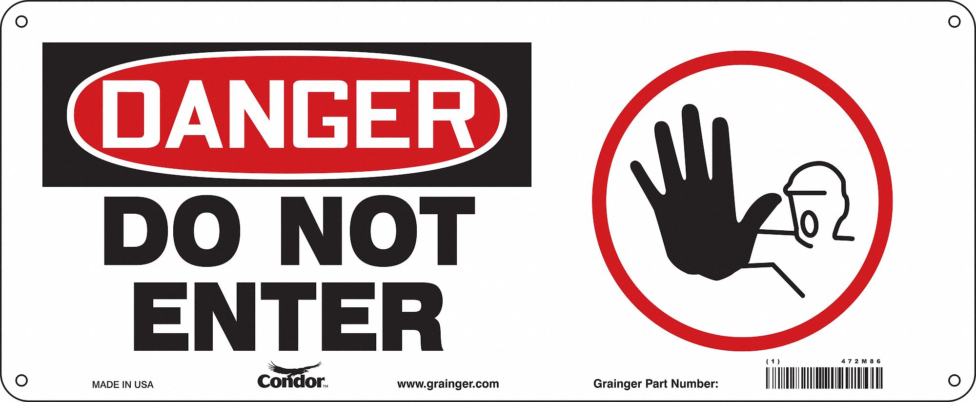 Safety Sign, 7 in x 17 in, Aluminum