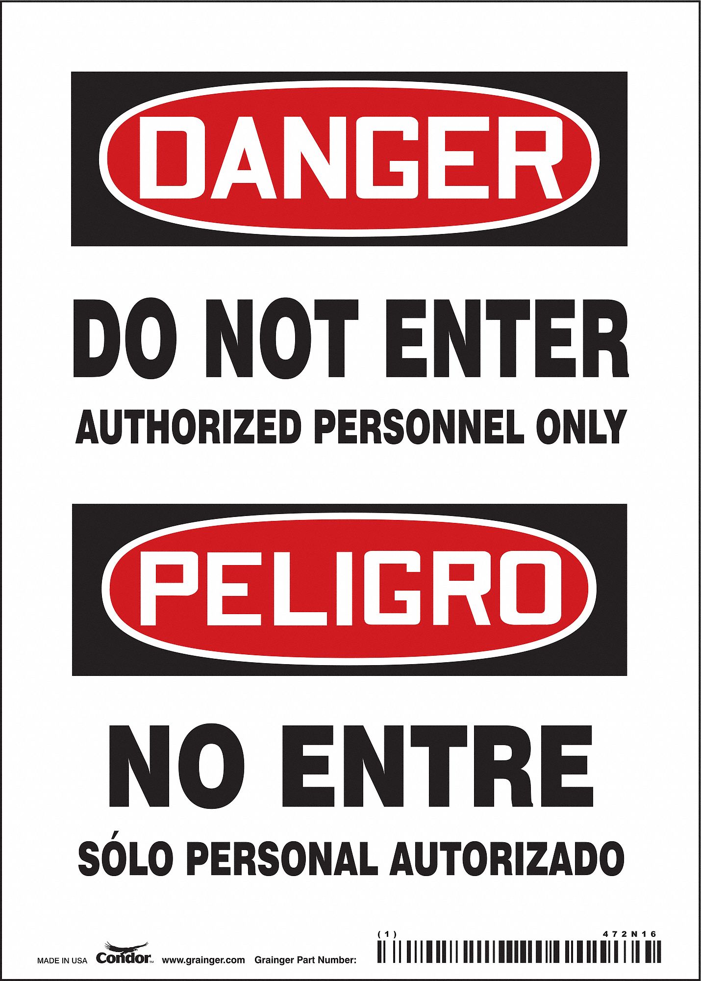 Safety Sign: Vinyl, Adhesive Sign Mounting, 7 in x 5 in Nominal Sign Size, Not Retroreflective, Wall