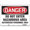 Danger: Do Not Enter Hazardous Area Authorized Persons Only Signs
