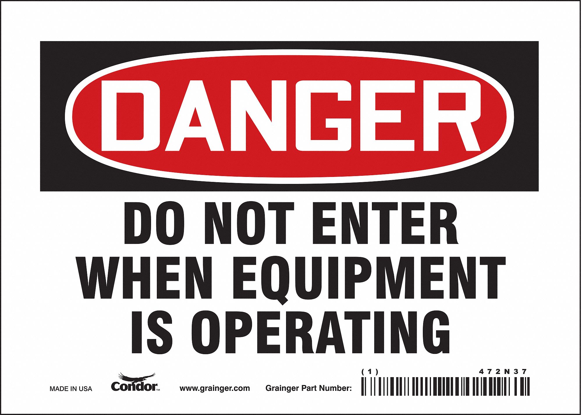 Safety Sign: Vinyl, Adhesive Sign Mounting, 5 in x 7 in Nominal Sign Size, Not Retroreflective, Wall