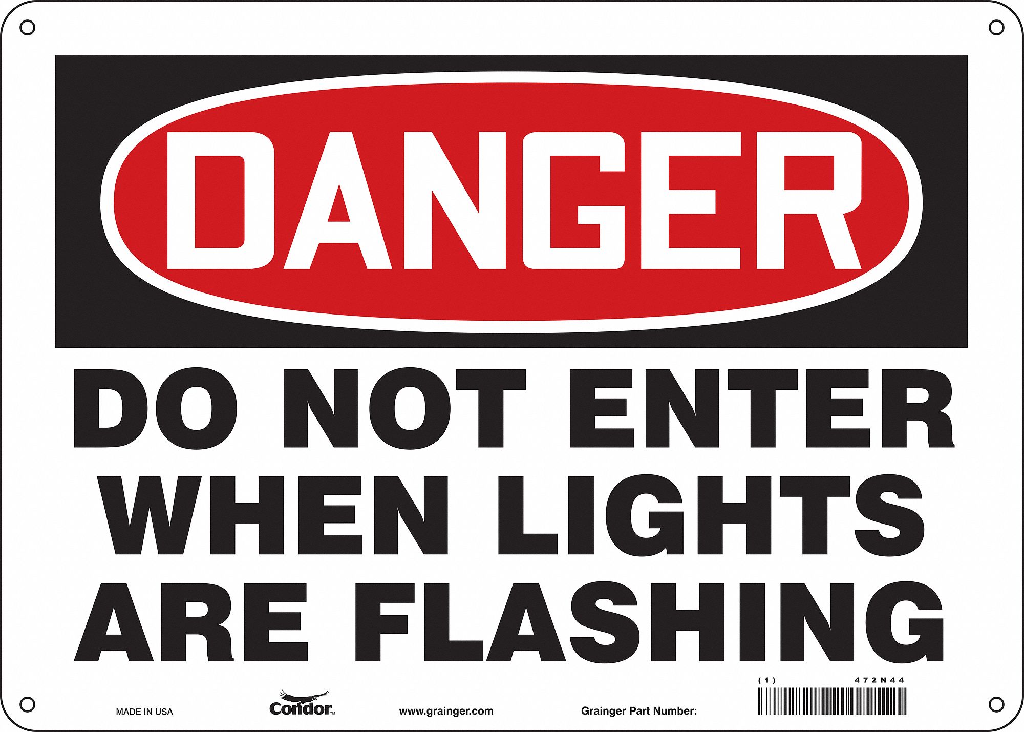 Safety Sign: Polyethylene, Mounting Holes Sign Mounting, 10 in x 14 in Nominal Sign Size, Danger
