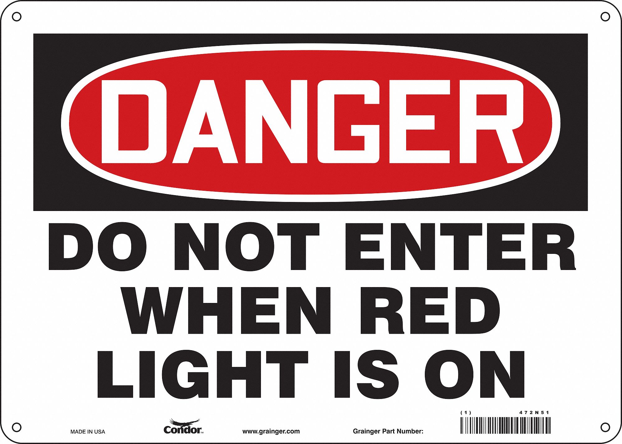 Safety Sign: Polyethylene, Mounting Holes Sign Mounting, 10 in x 14 in Nominal Sign Size, Danger