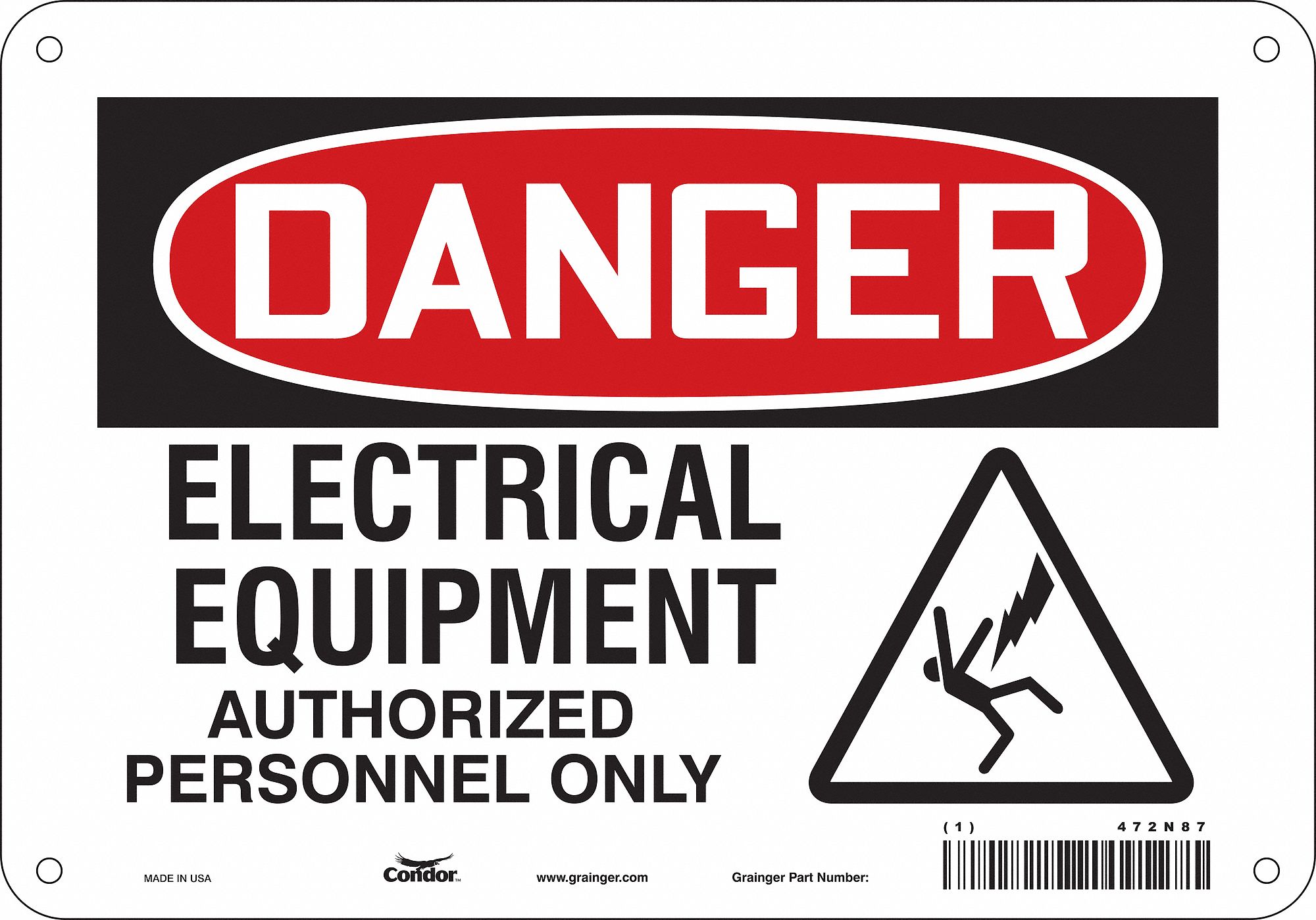 Safety Sign: Aluminum, Mounting Holes Sign Mounting, 7 in x 10 in Nominal Sign Size, 0.032 in Thick