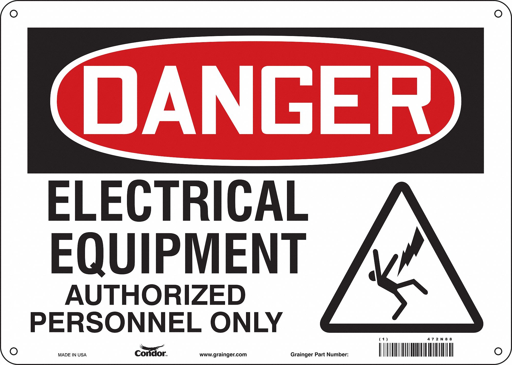 Safety Sign: Aluminum, Mounting Holes Sign Mounting, 10 in x 14 in Nominal Sign Size, 0.032 in Thick