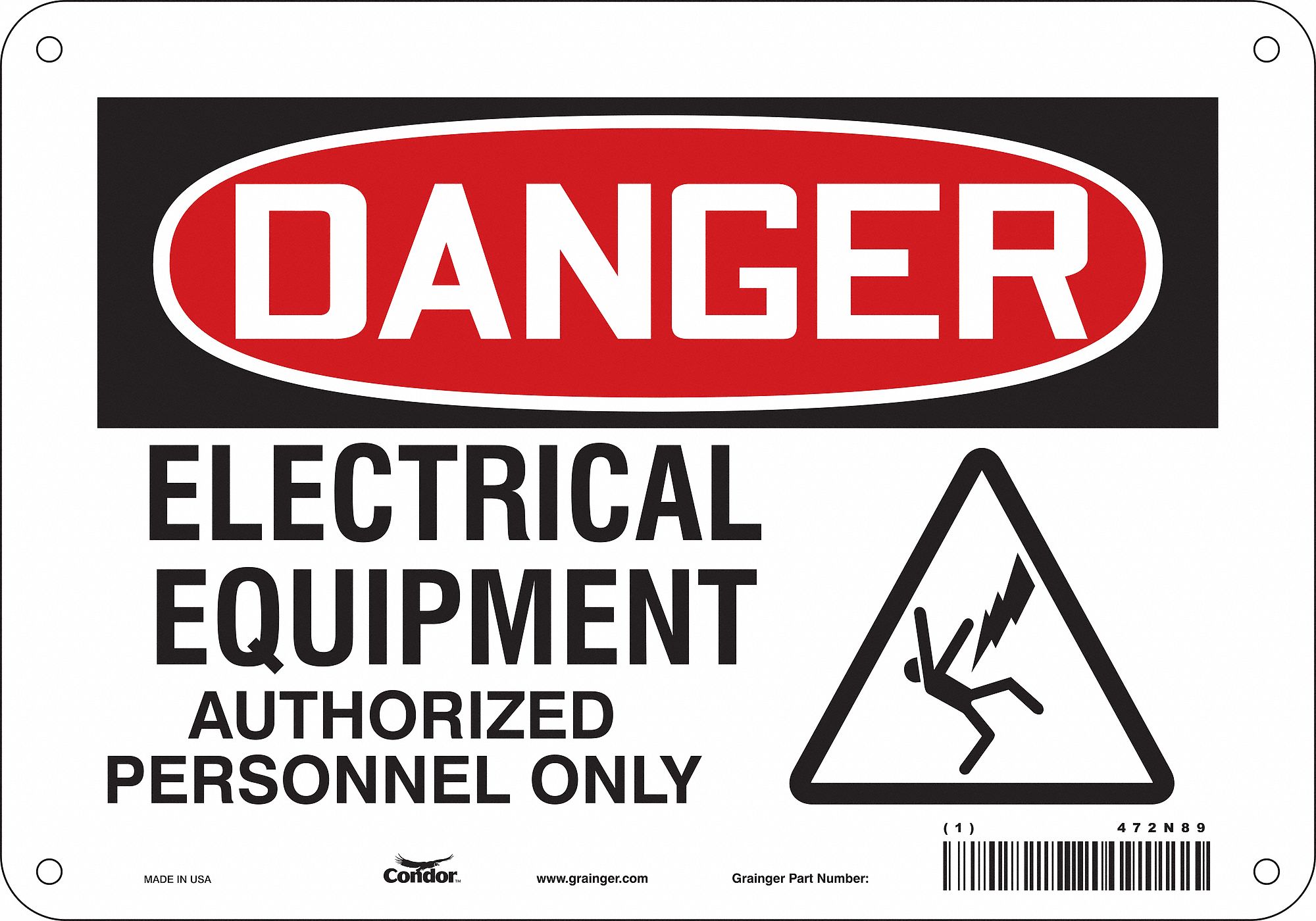 Safety Sign: Polyethylene, Mounting Holes Sign Mounting, 7 in x 10 in Nominal Sign Size