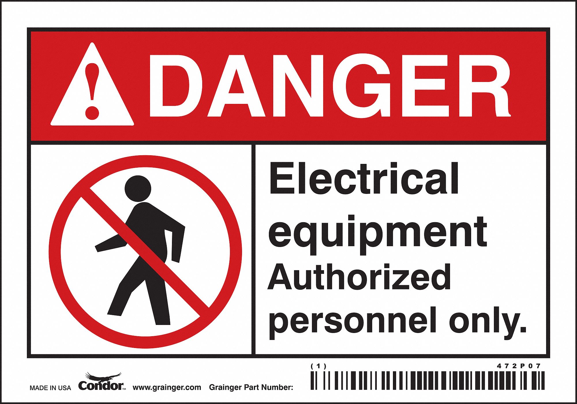 Safety Sign: Vinyl, Adhesive Sign Mounting, 3 1/2 in x 5 in Nominal Sign Size, Not Retroreflective