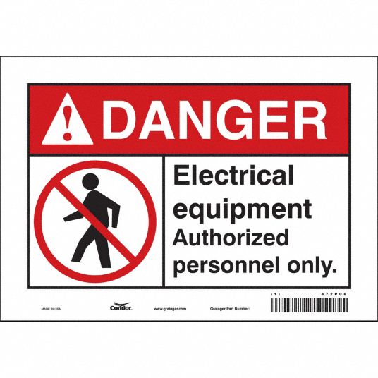 CONDOR Safety Sign, Sign Format ANSI/OSHA Format, Electrical Equipment ...