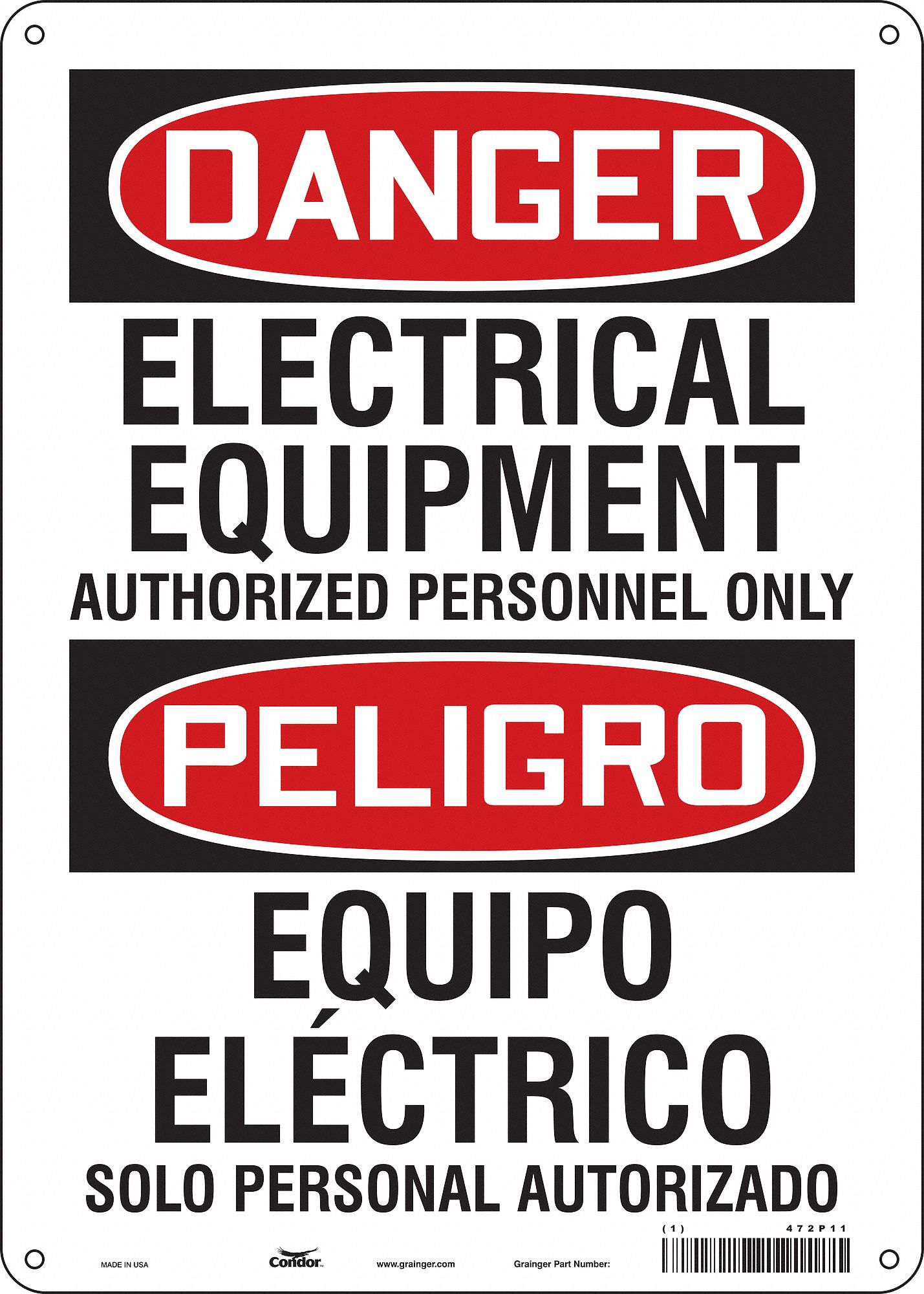 Safety Sign: Aluminum, Mounting Holes Sign Mounting, 14 in x 10 in Nominal Sign Size, 0.032 in Thick
