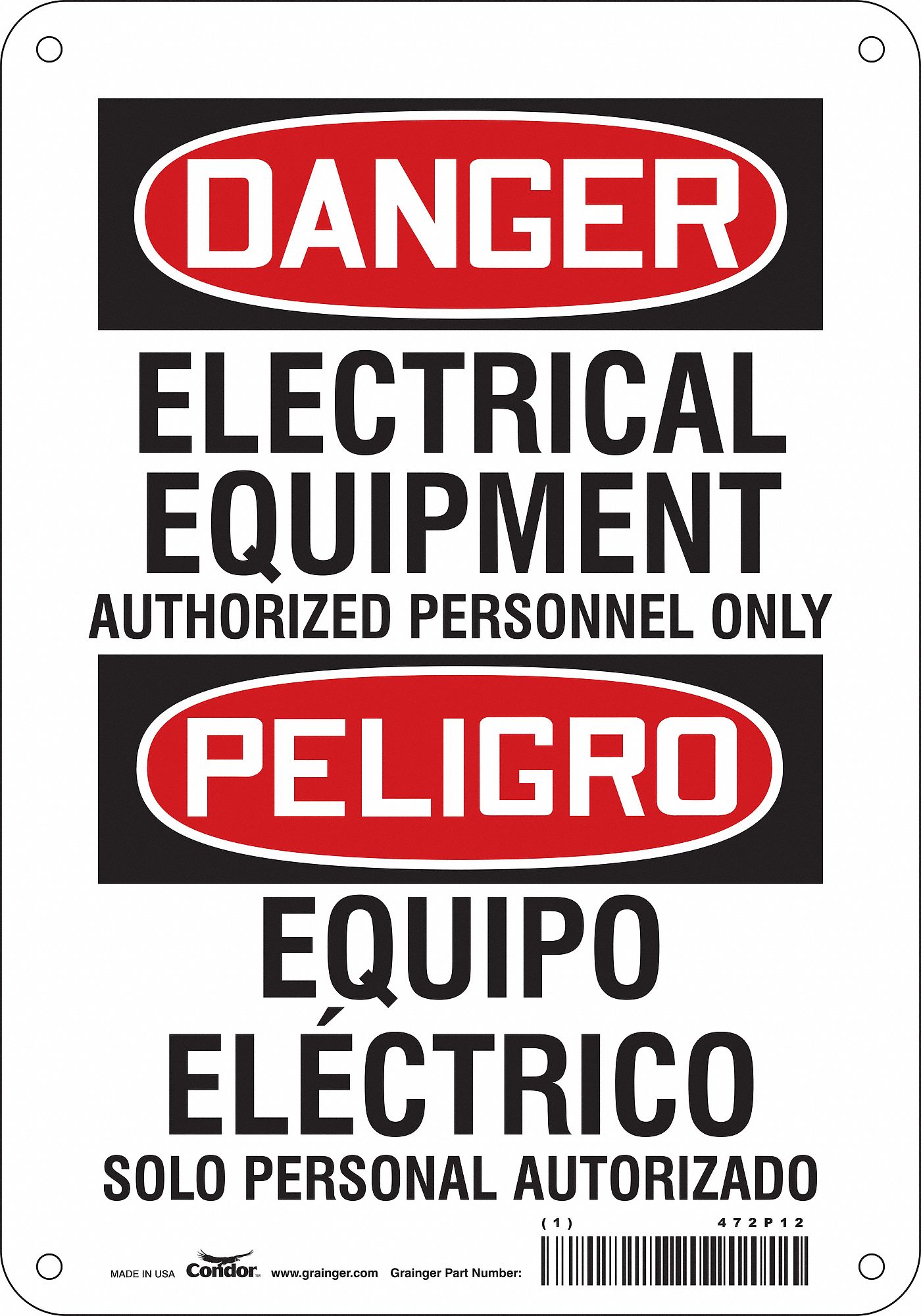 Safety Sign: Polyethylene, Mounting Holes Sign Mounting, 10 in x 7 in Nominal Sign Size, Wall