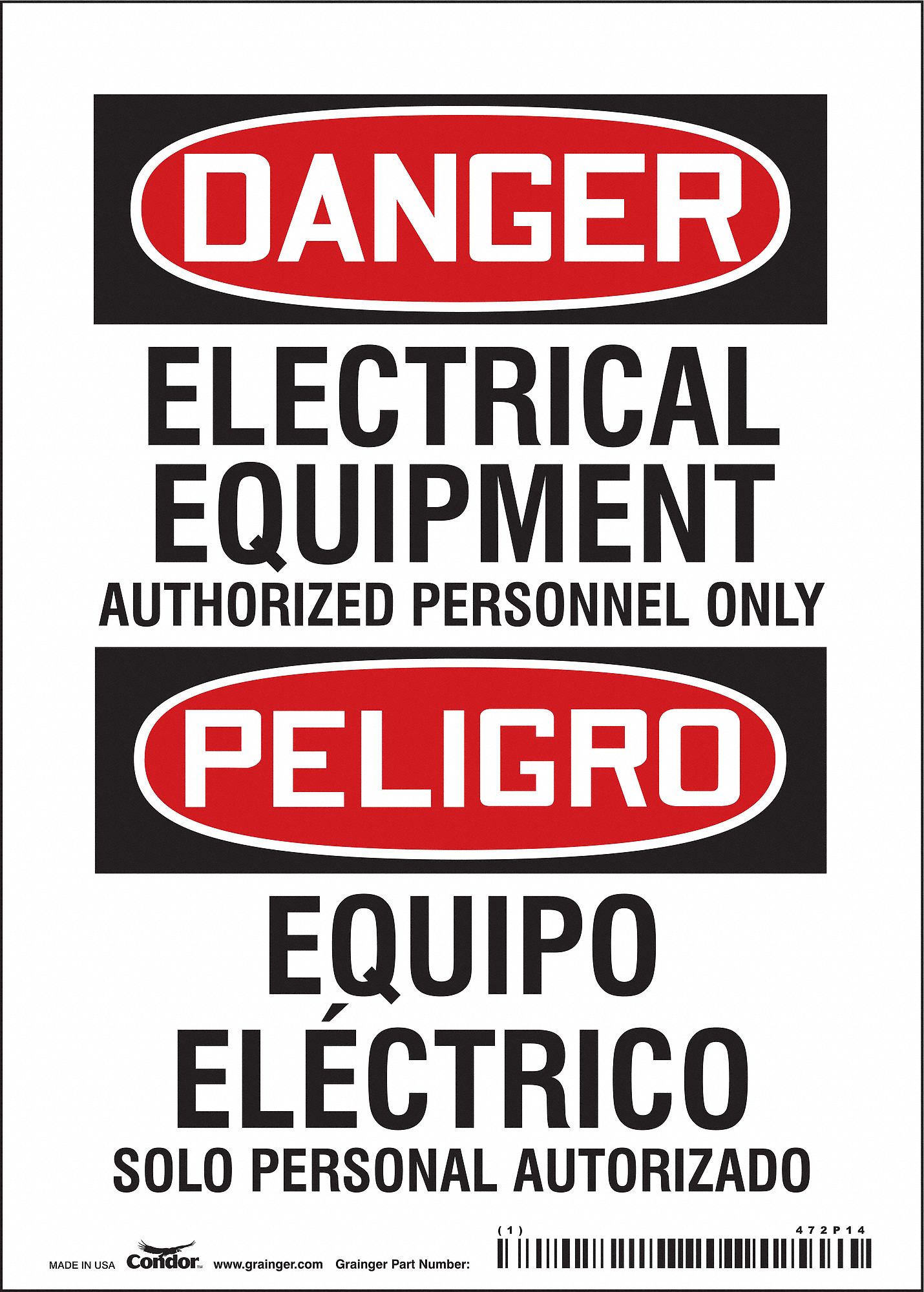Safety Sign: Vinyl, Adhesive Sign Mounting, 7 in x 5 in Nominal Sign Size, Not Retroreflective, Wall