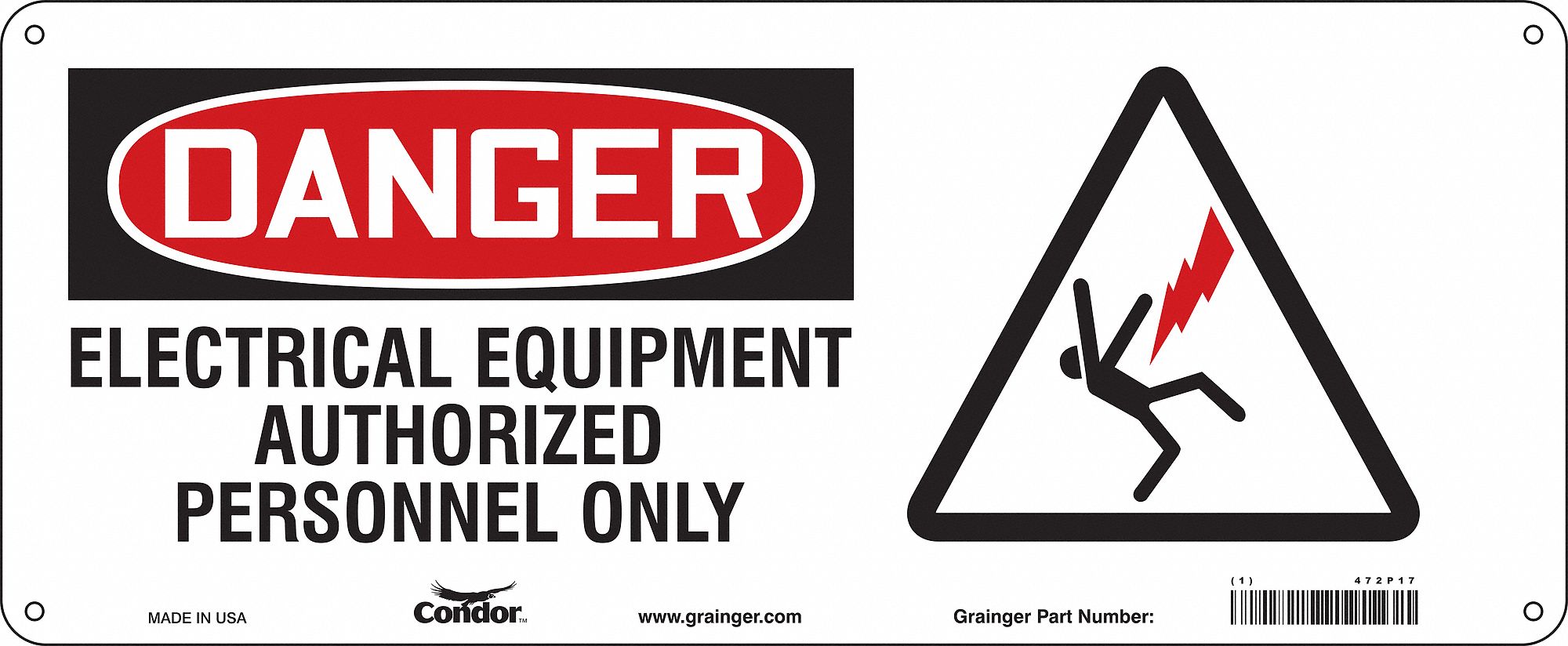 Safety Sign, 7 in x 17 in, Aluminum