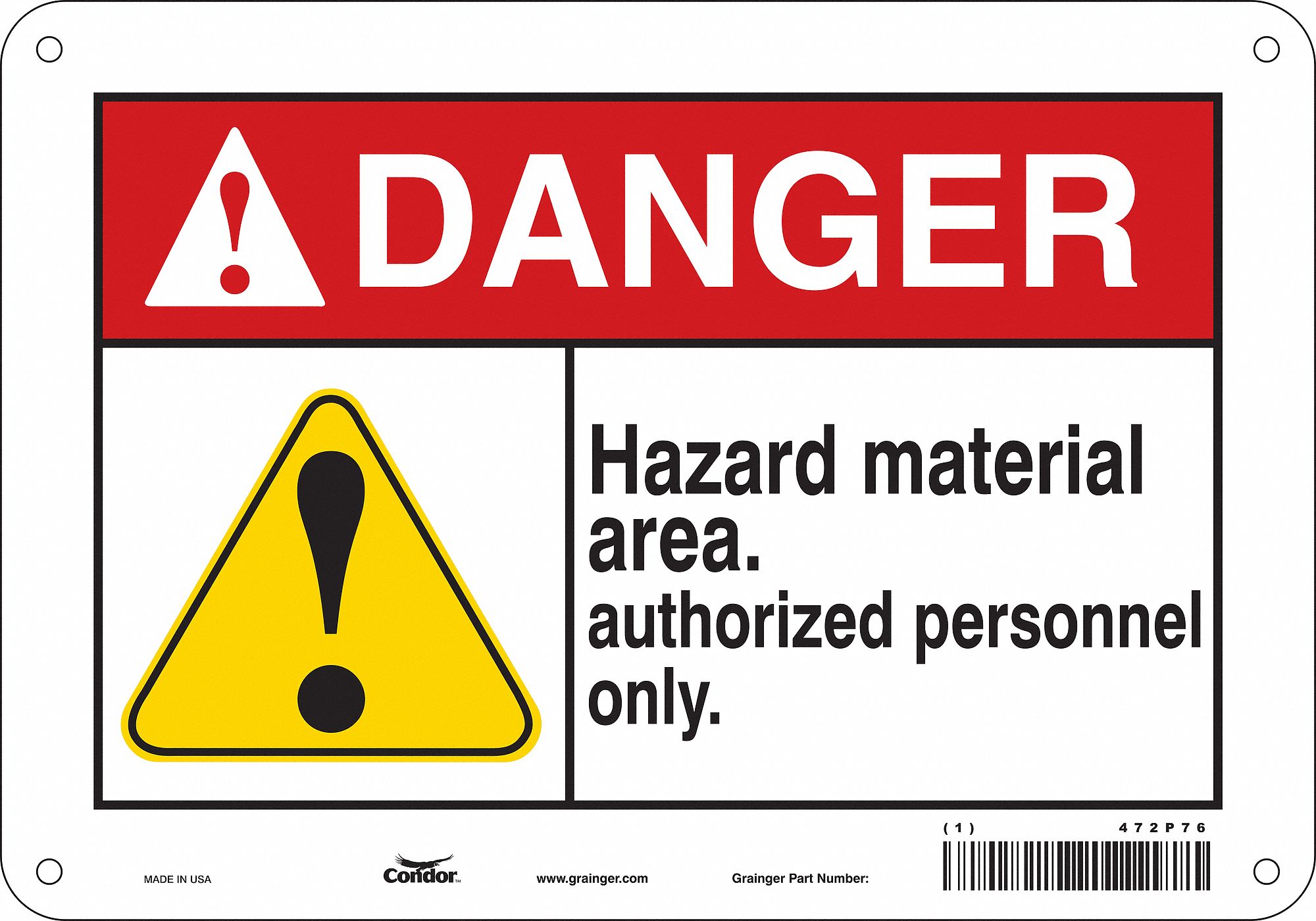 Safety Sign, 7 in x 10 in, Aluminum