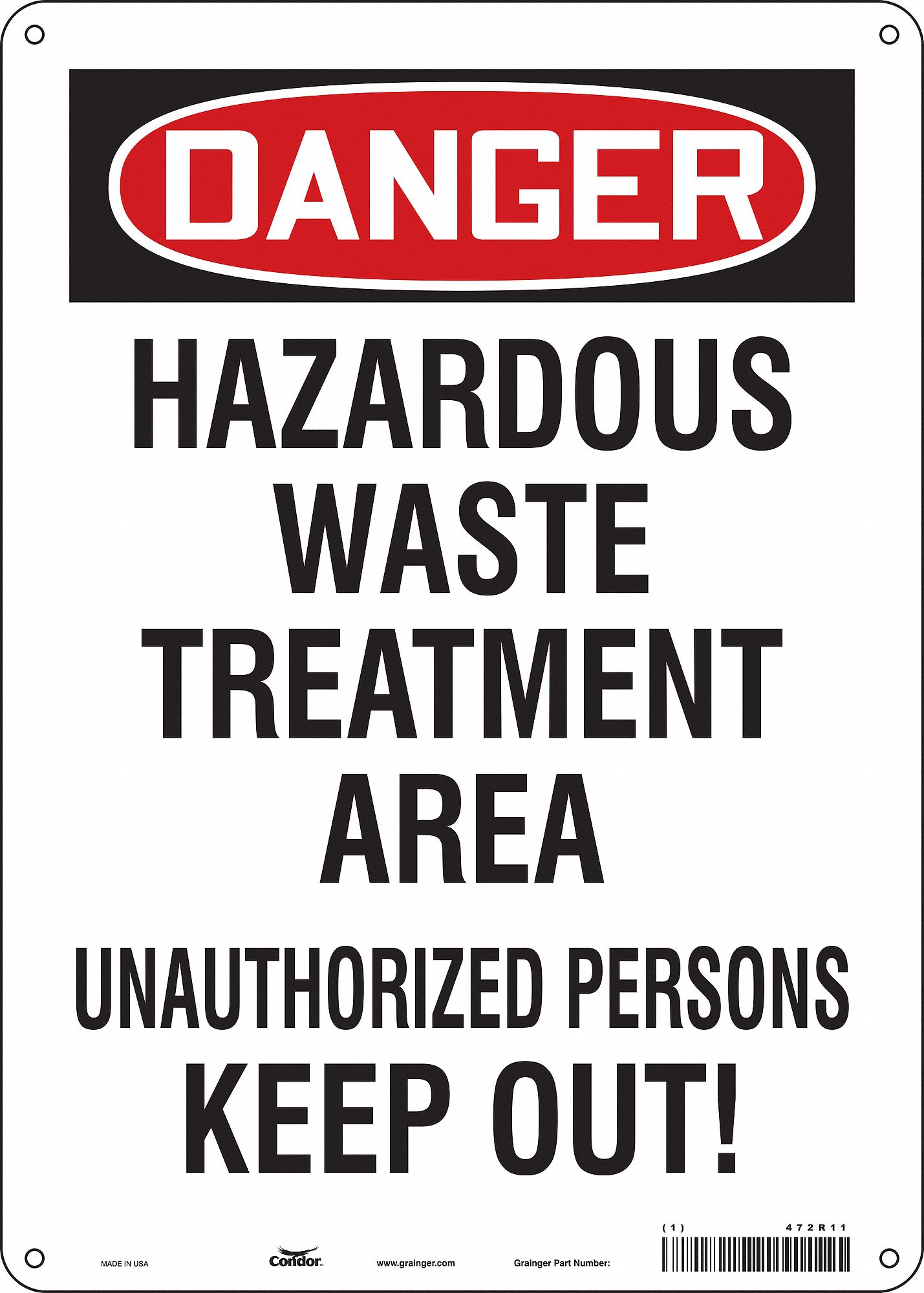 Safety Sign, 14 in x 10 in, Polyethylene