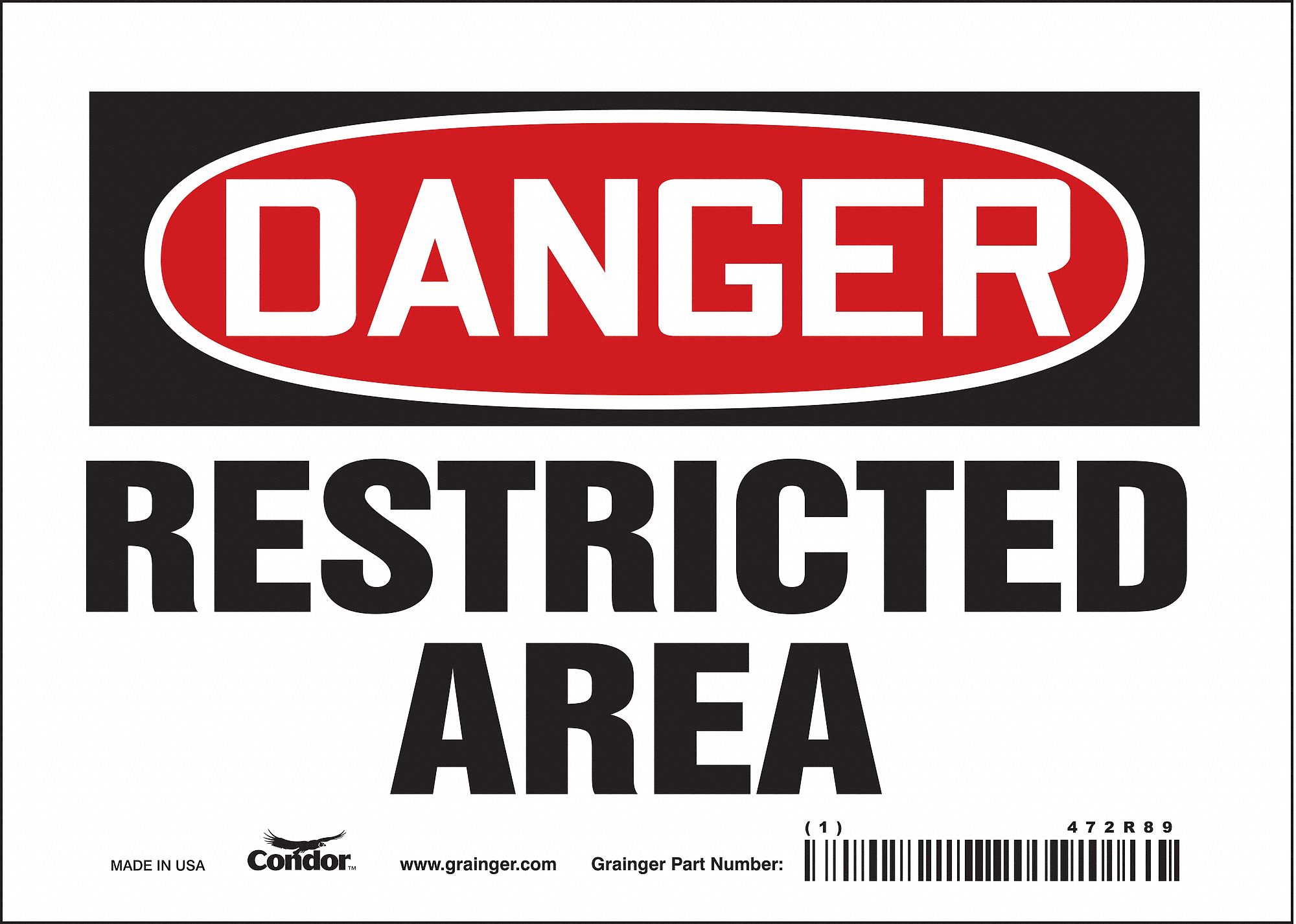 Safety Sign: Vinyl, Adhesive Sign Mounting, 5 in x 7 in Nominal Sign Size, Not Retroreflective, Wall