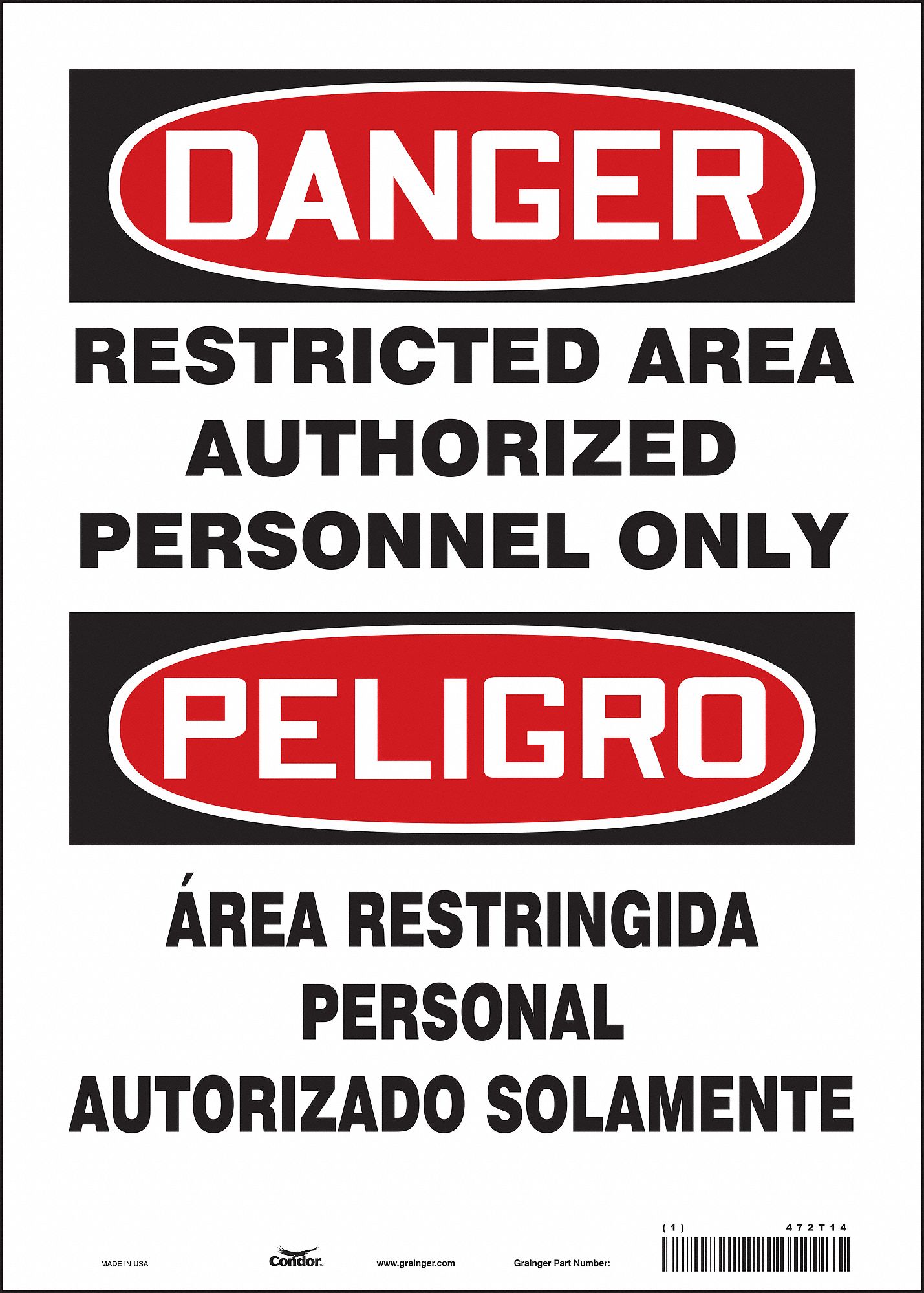 Safety Sign: Vinyl, Adhesive Sign Mounting, 14 in x 10 in Nominal Sign Size, Not Retroreflective