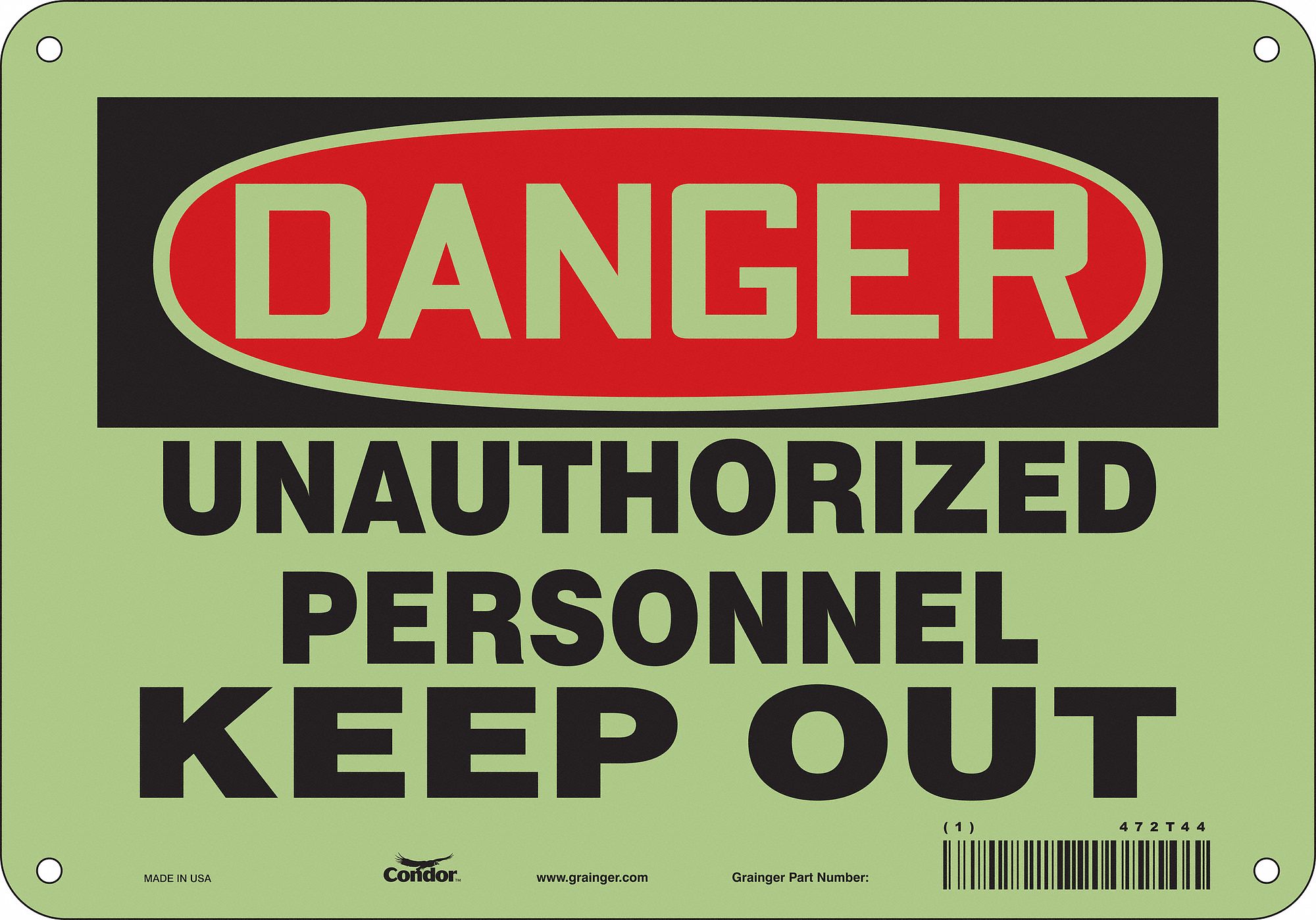 Safety Sign: Aluminum, Mounting Holes Sign Mounting, 7 in x 10 in Nominal Sign Size, 0.04 in Thick