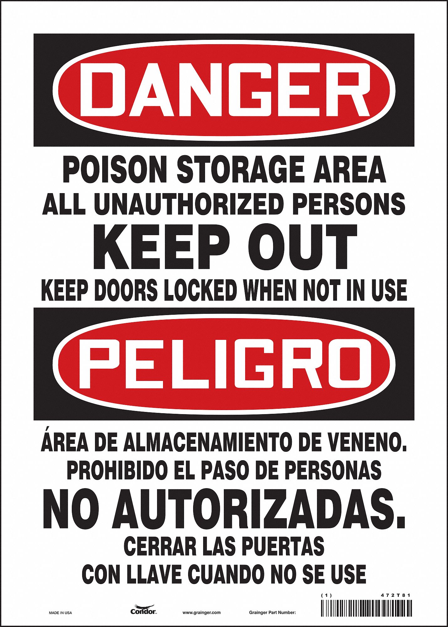 Safety Sign: Vinyl, Adhesive Sign Mounting, 14 in x 10 in Nominal Sign Size, Not Retroreflective