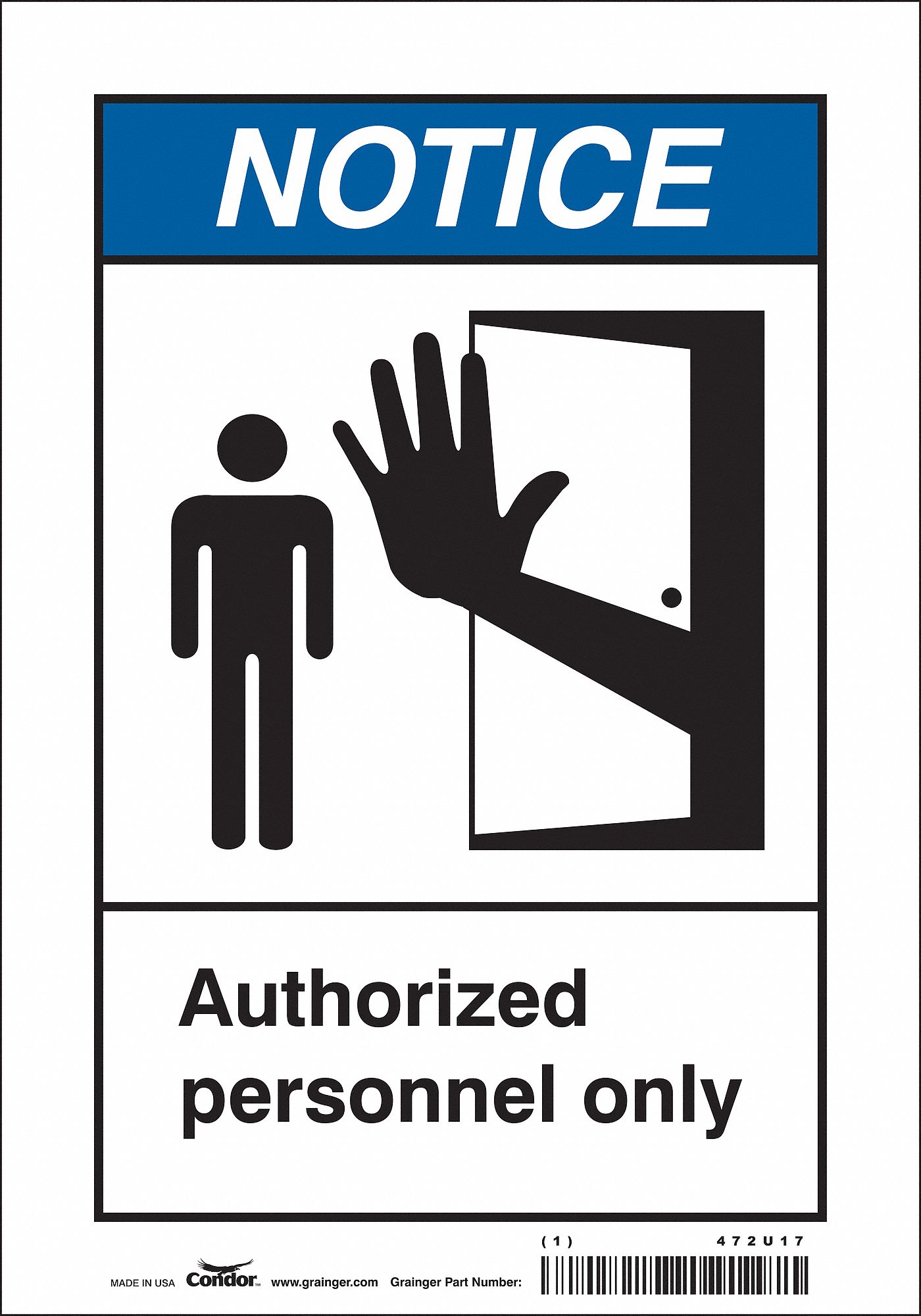 Safety Sign: Vinyl, Adhesive Sign Mounting, 10 in x 7 in Nominal Sign Size, Not Retroreflective