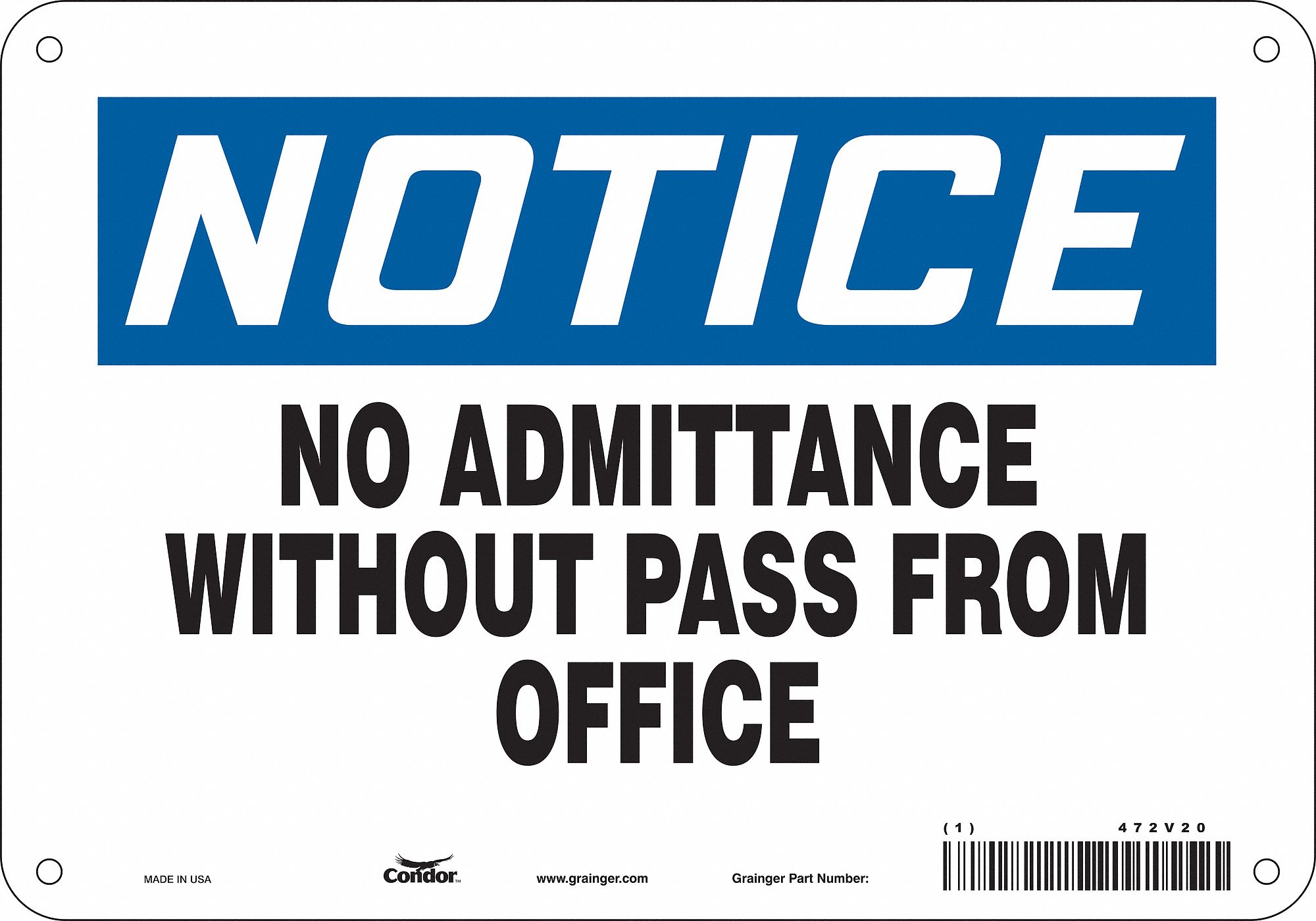 Safety Sign, 7 in x 10 in, Polyethylene