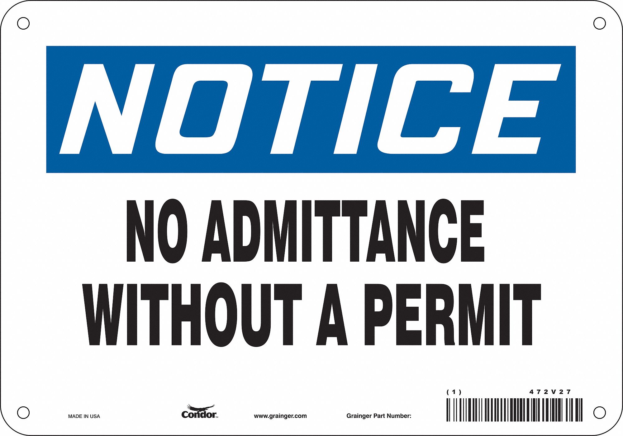 Safety Sign, 7 in x 10 in, Polyethylene