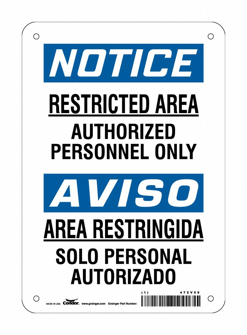 Safety Sign: Aluminum, Mounting Holes Sign Mounting, 10 in x 7 in Nominal Sign Size, 0.032 in Thick