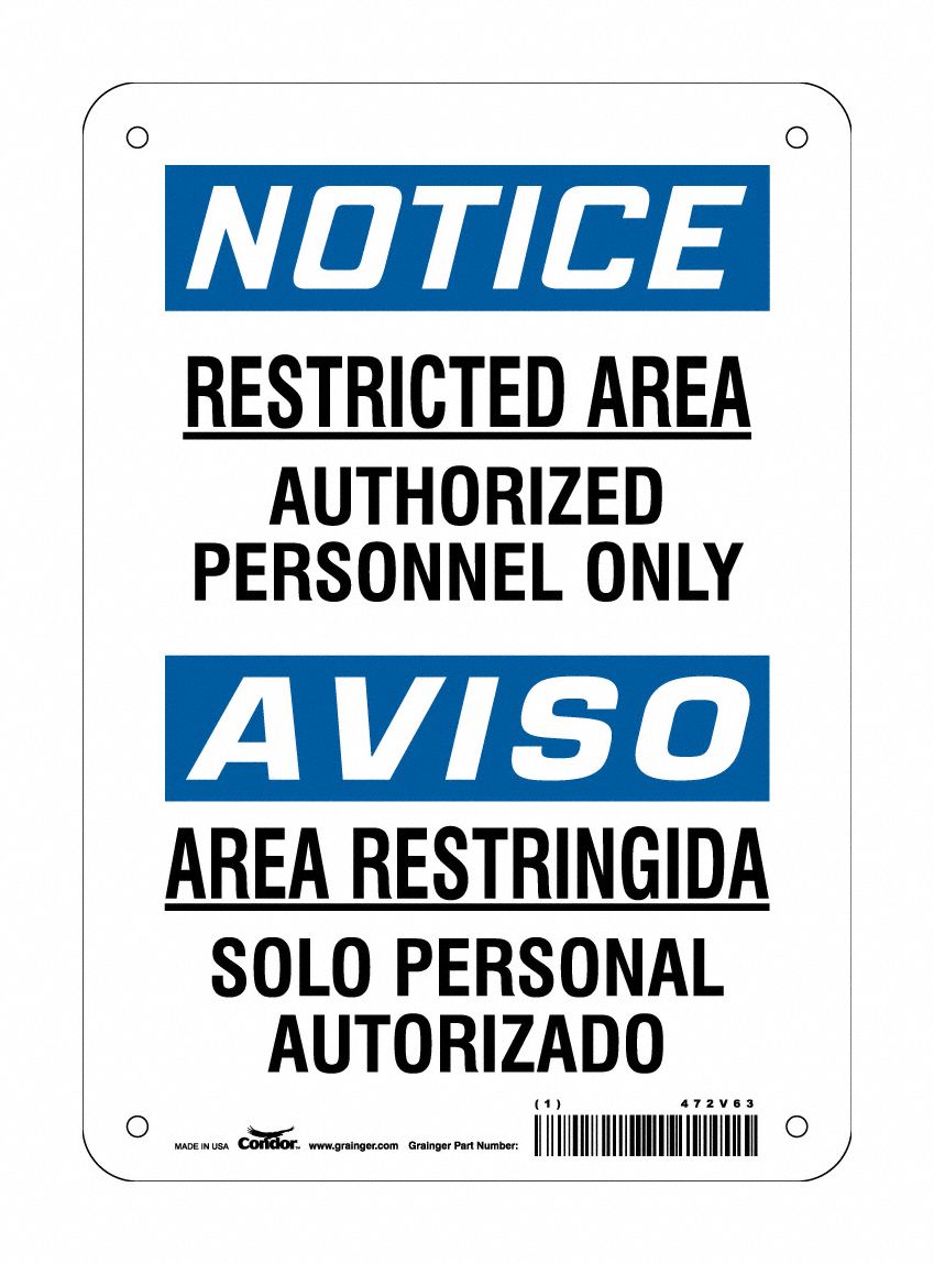 Safety Sign: Vinyl, Adhesive Sign Mounting, 10 in x 7 in Nominal Sign Size, Not Retroreflective
