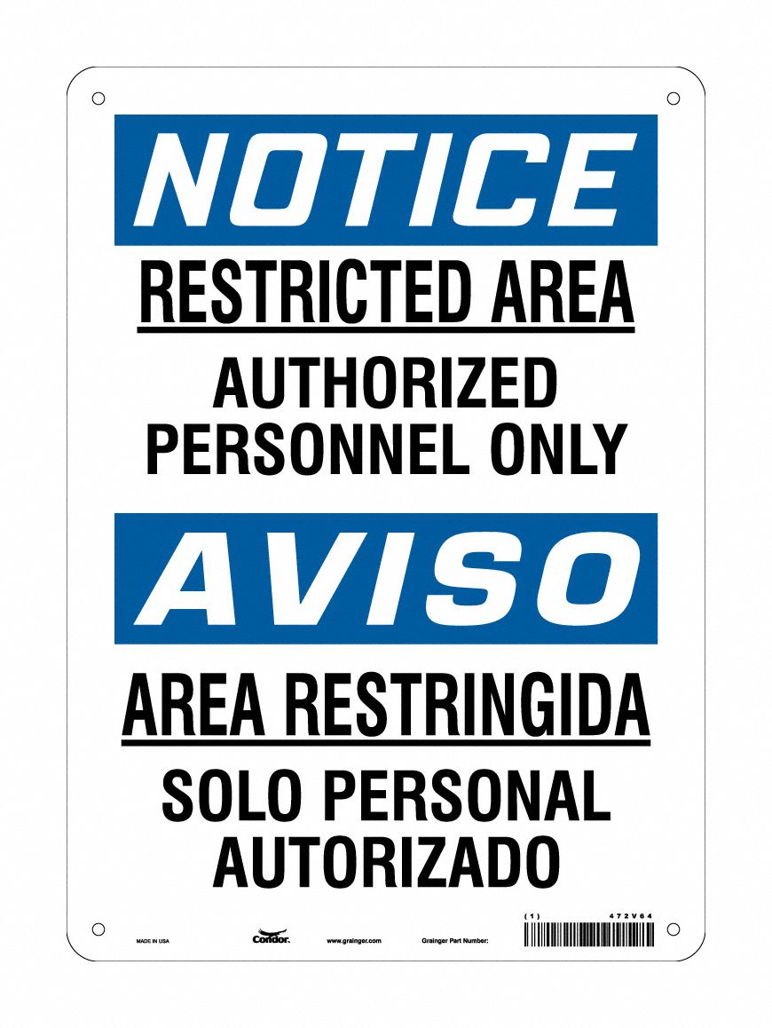 Safety Sign: Vinyl, Adhesive Sign Mounting, 14 in x 10 in Nominal Sign Size, Not Retroreflective