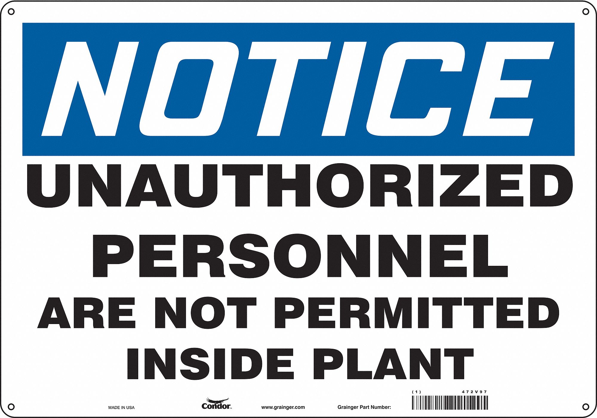 Safety Sign, 14 in x 20 in, Polyethylene