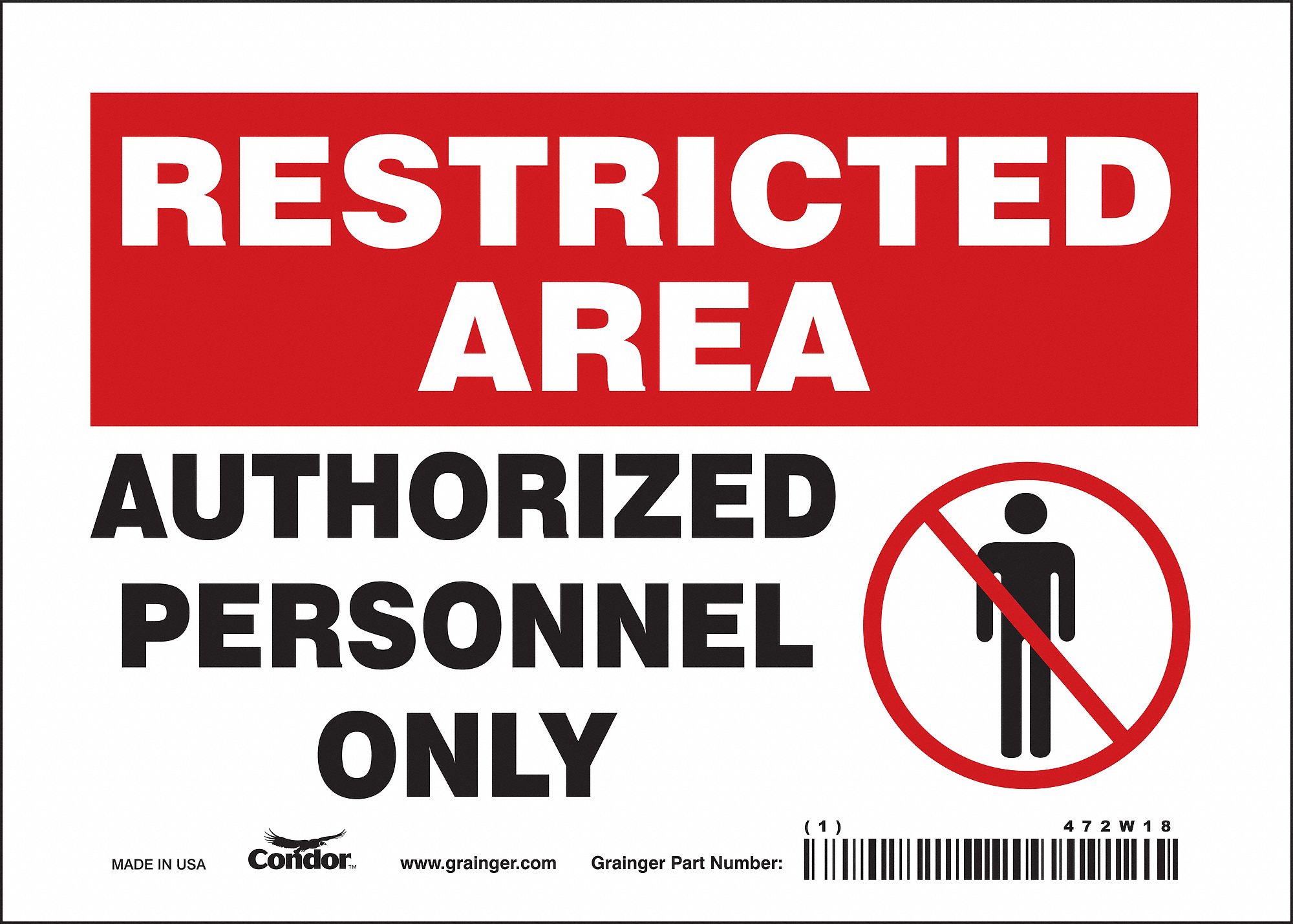 Safety Sign: Vinyl, Adhesive Sign Mounting, 5 in x 7 in Nominal Sign Size, Not Retroreflective, Wall