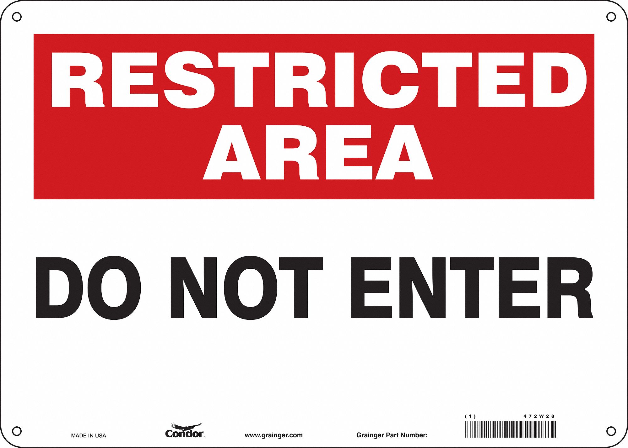 Safety Sign: Aluminum, Mounting Holes Sign Mounting, 10 in x 14 in Nominal Sign Size, 0.032 in Thick
