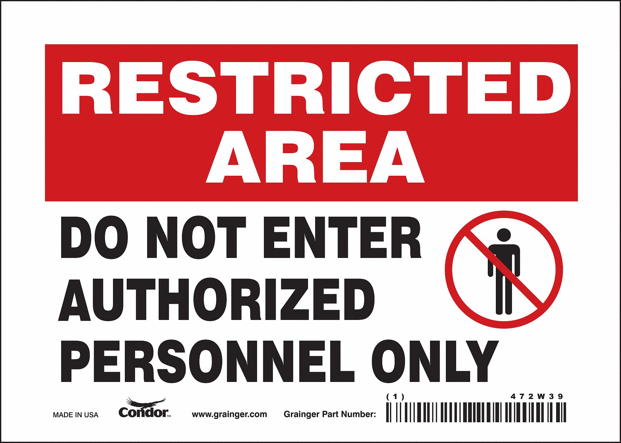 Safety Sign: Vinyl, Adhesive Sign Mounting, 5 in x 7 in Nominal Sign Size, Not Retroreflective, Wall