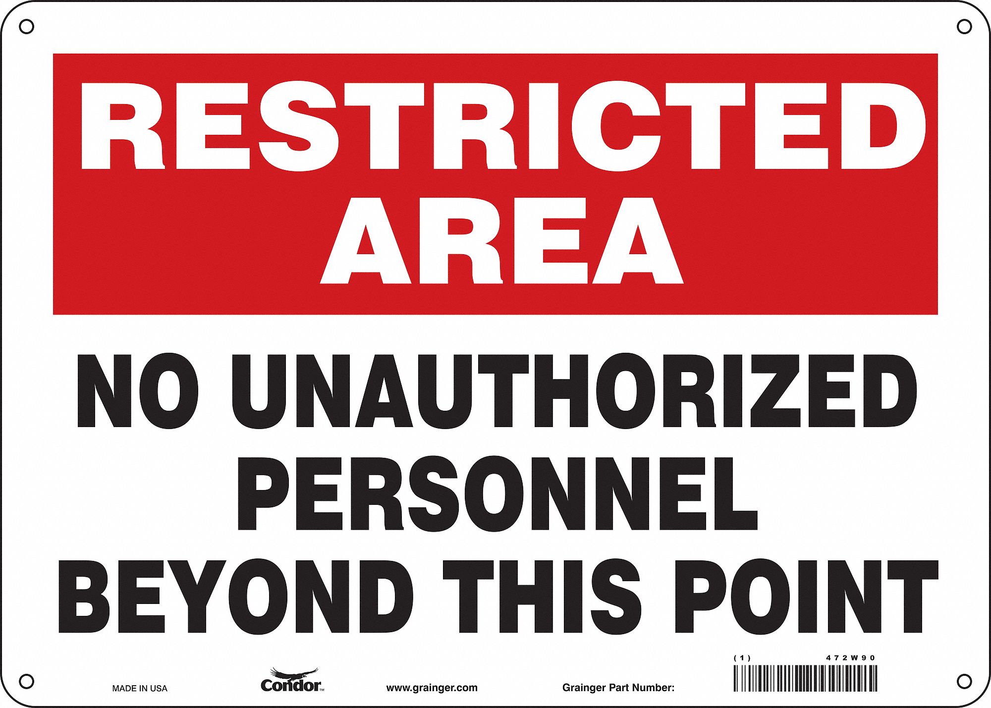 Safety Sign: Polyethylene, Mounting Holes Sign Mounting, 10 in x 14 in Nominal Sign Size, Wall