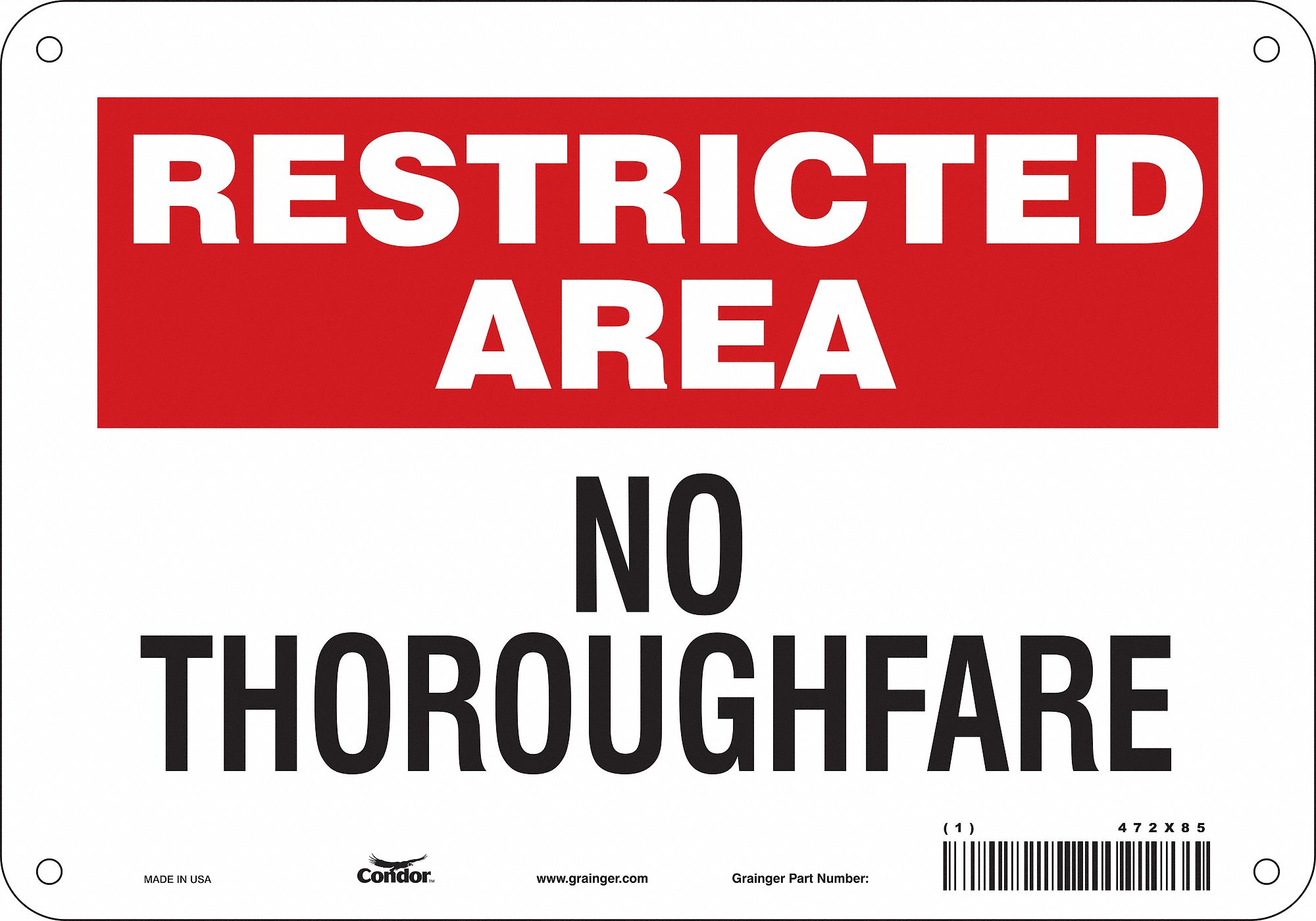 Safety Sign: Polyethylene, Mounting Holes Sign Mounting, 7 in x 10 in Nominal Sign Size, Wall