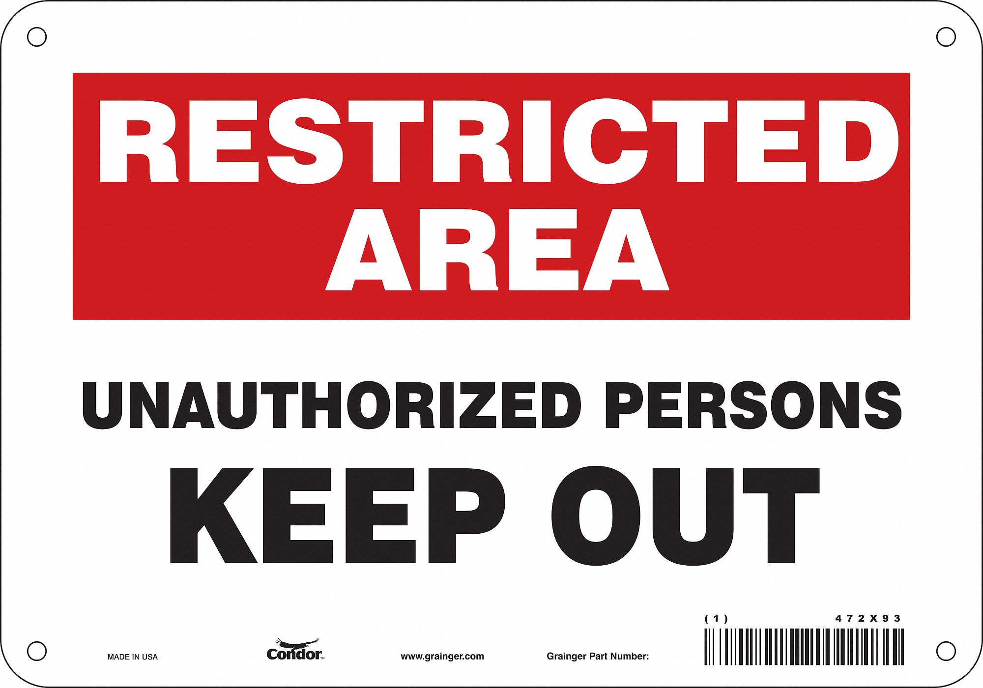 Safety Sign: Polyethylene, Mounting Holes Sign Mounting, 7 in x 10 in Nominal Sign Size, Wall